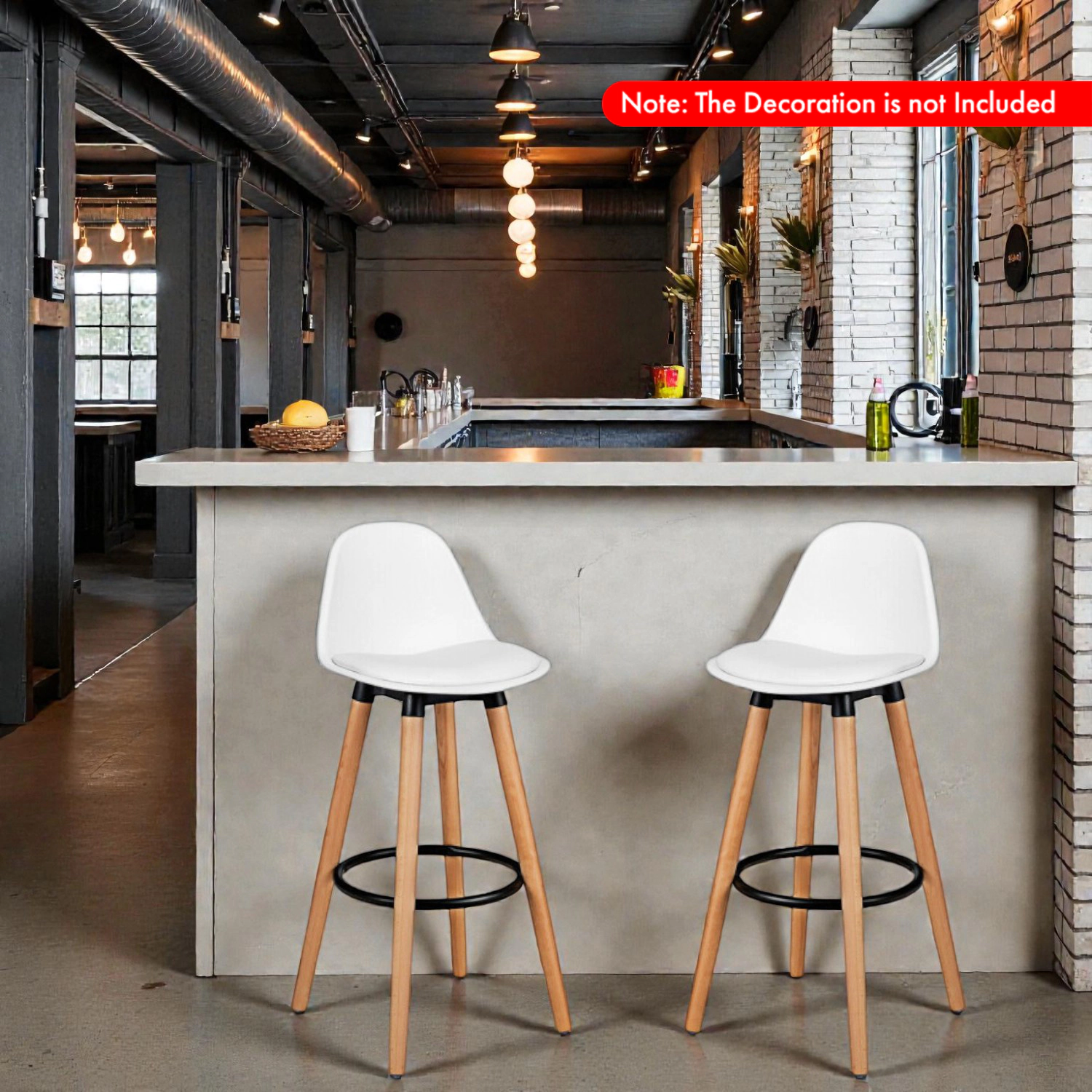 Hivvago Set of 2 Mid-Century Modern 28.5-Inch Bar Stools for Kitchen or Pub Dining