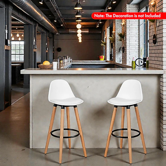 Hivvago Set of 2 Mid-Century Modern 28.5-Inch Bar Stools for Kitchen or Pub Dining