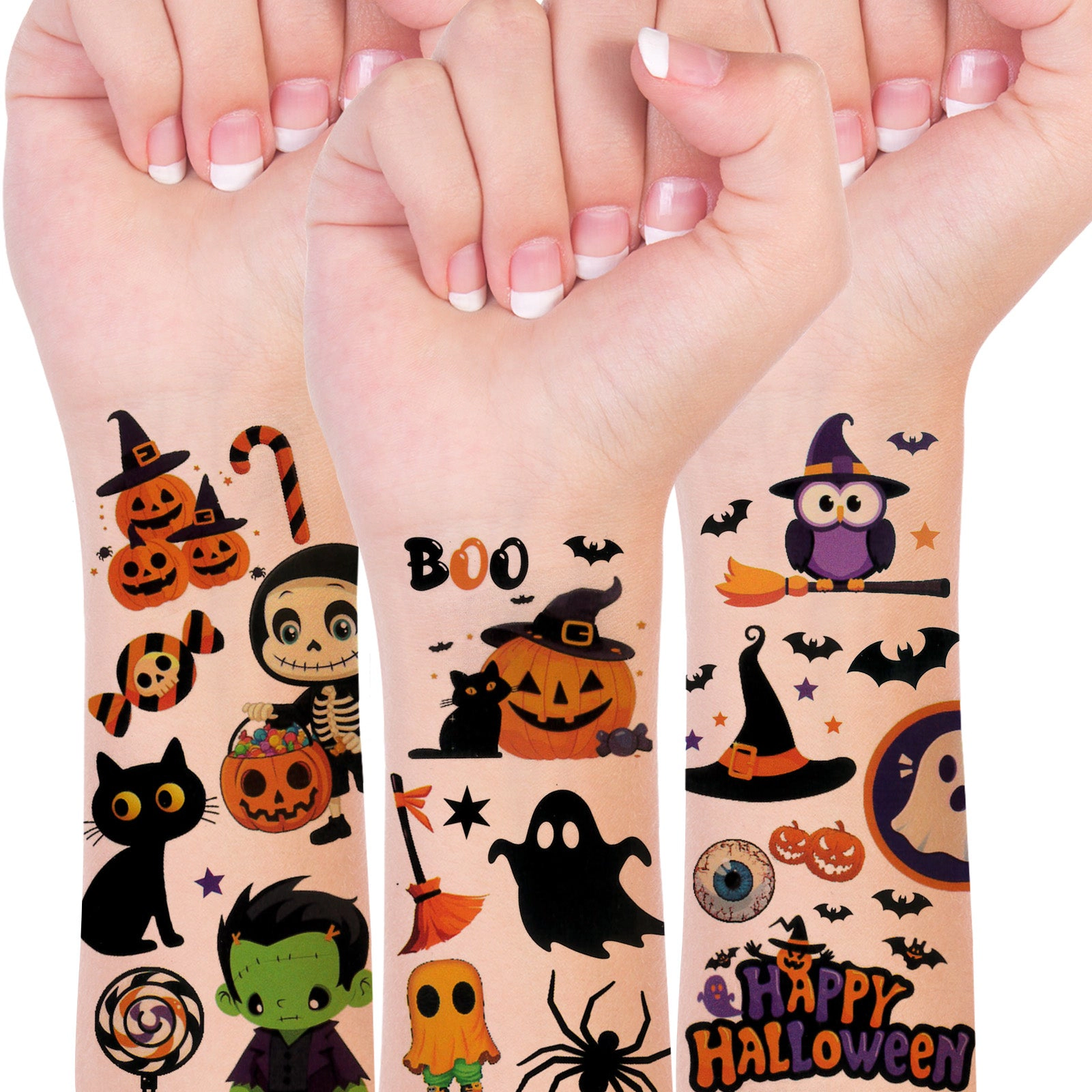 Wrapables Waterproof Temporary Tattoos, Birthday Party Favors and Supplies, Goodie Bag Fillers, 20 Sheets Halloween