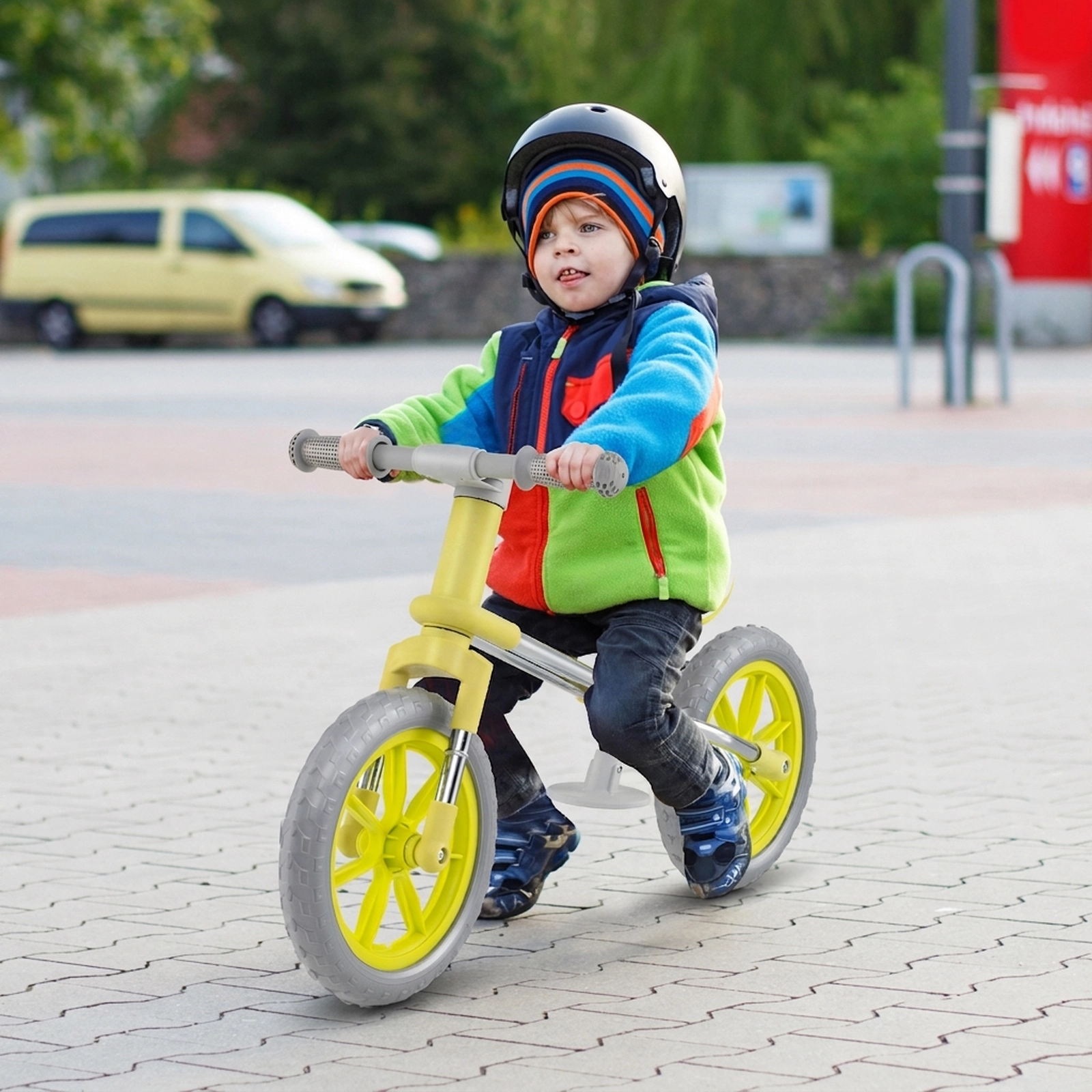 12-in Kids Balance Bike 360-Degree Rotatable Handlebar Adjustable Seat Footrest 6.5-lb Carbon Steel Ages 2-5 Green