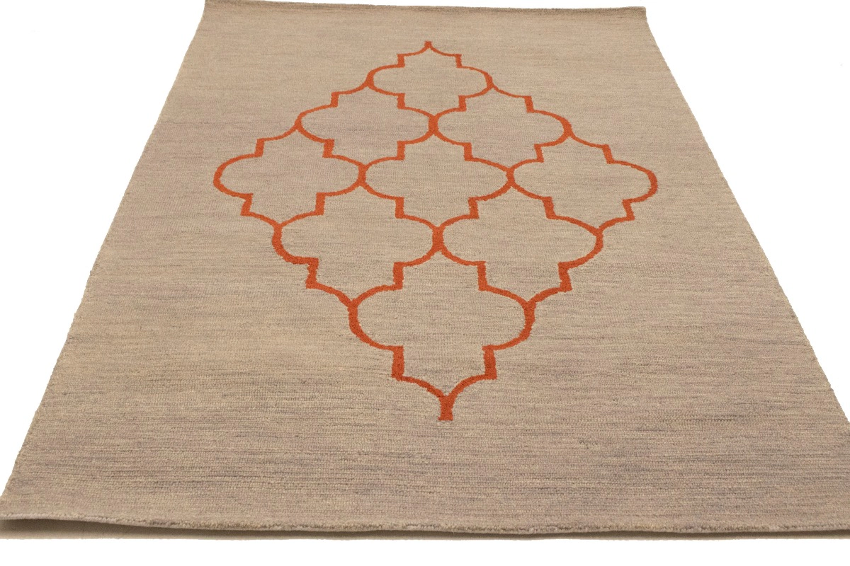 Magic Rugs Beige & Orange Trellis 5X8 Hand-Tufted Modern Rug