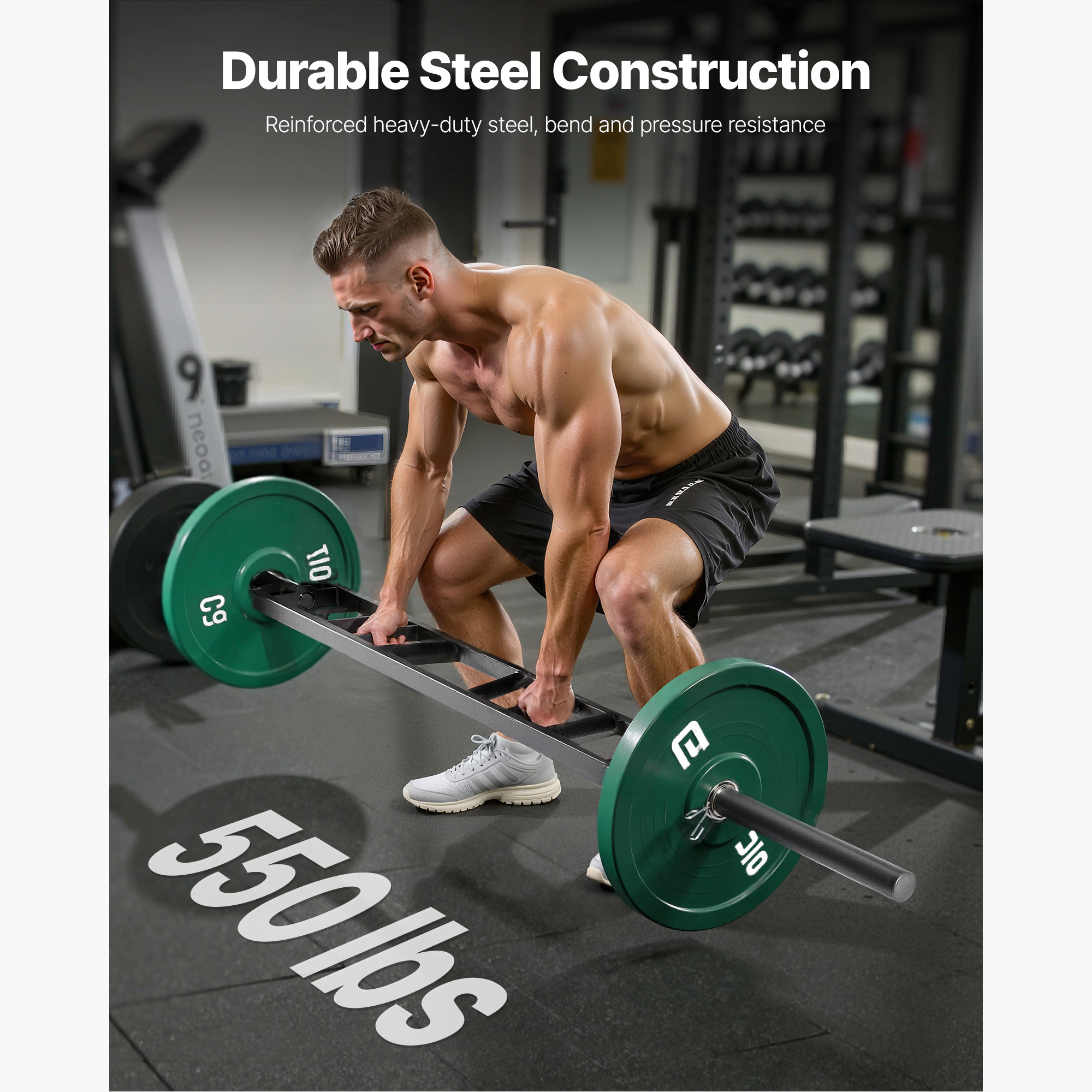 HONGGE Multi-Grip Swiss Barbell, 3-Position 2-Inch Bar, 550 lbs Capacity for Bench Press & Shoulder Press