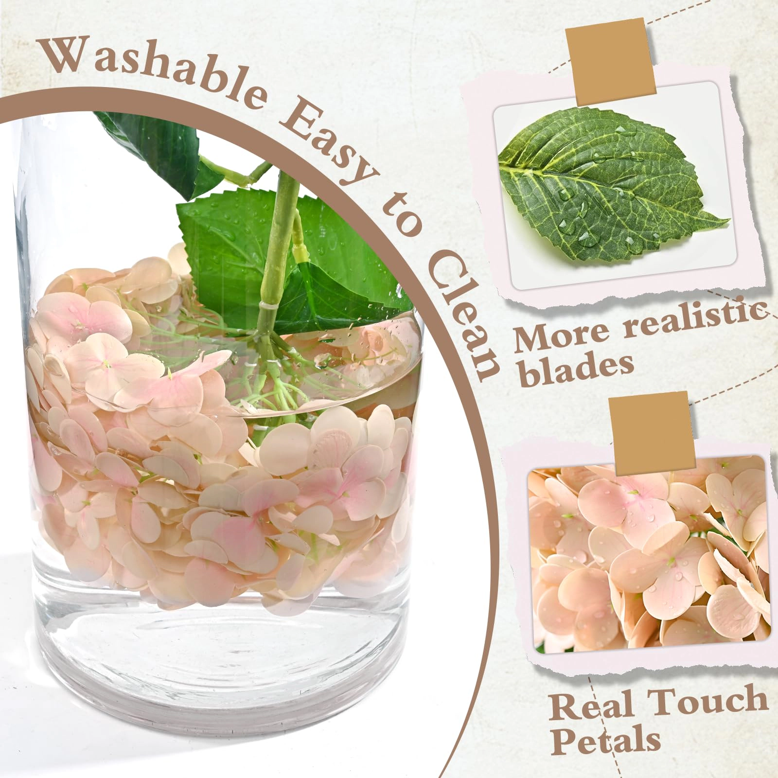 PUPWE Artificial Hydrangea Flowers Real Touch Latex