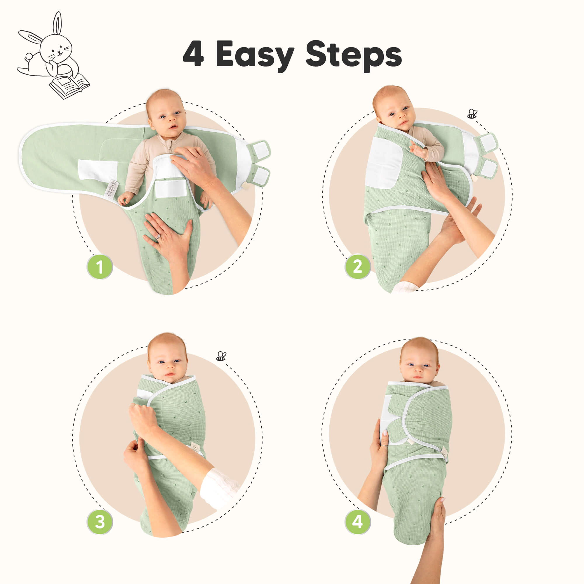 KeaBabies 3-Pack Soothe (Wren) Swaddle Wraps