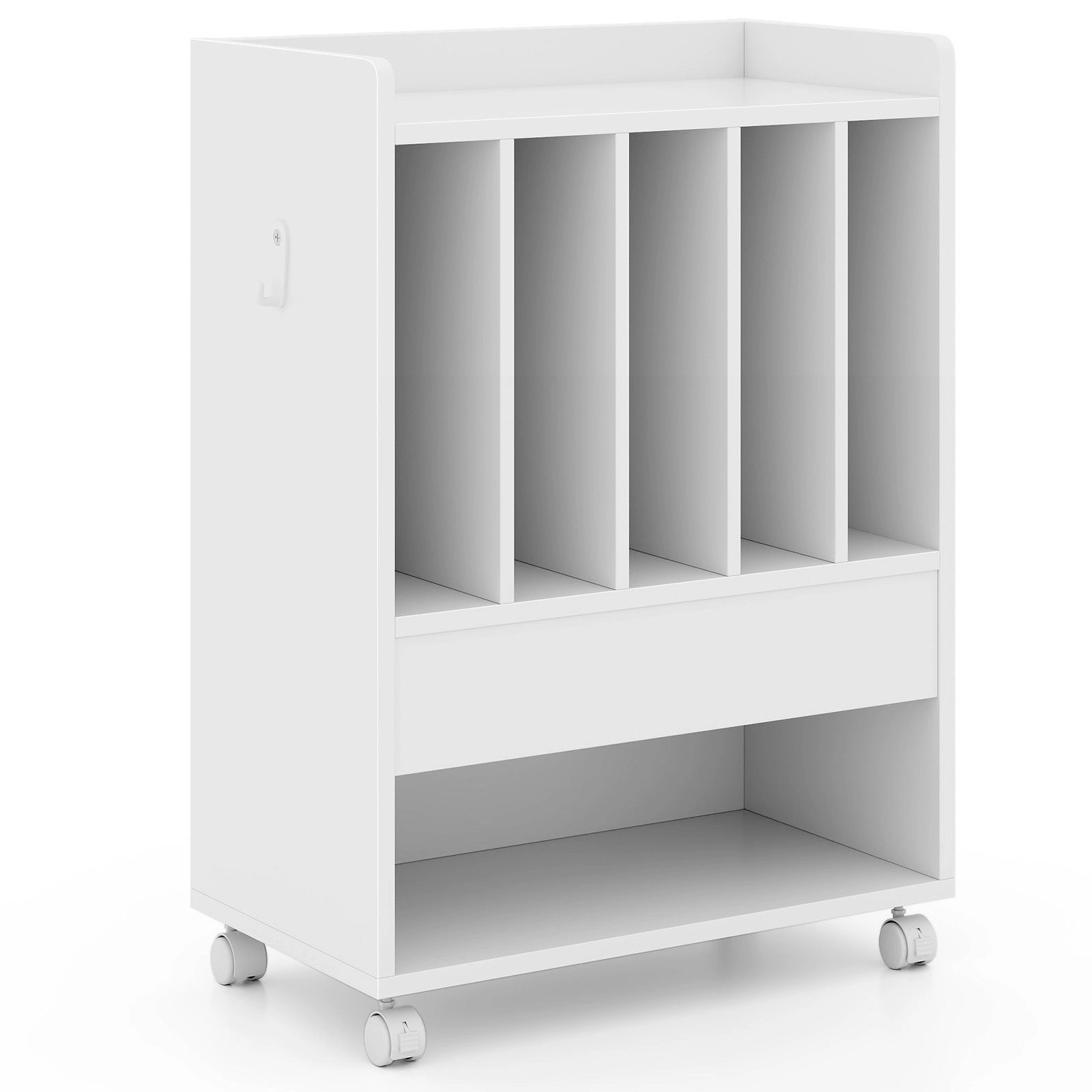 SlickBlue White Side Table with Storage Drawer and Shelves