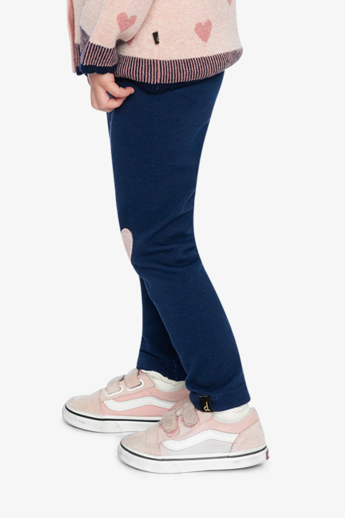 Deux par Deux Girls Heart Appliqué Brushed Jersey Leggings