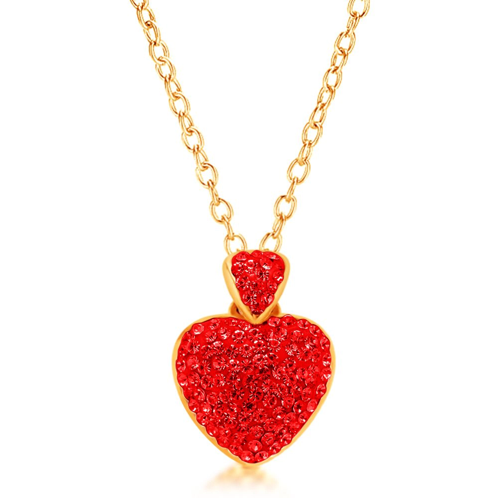 CHANTEUR Kids 18K Gold-Plated Heart Pendant Necklace - Adjustable 15" + 4" Chain, Hypoallergenic for Girls