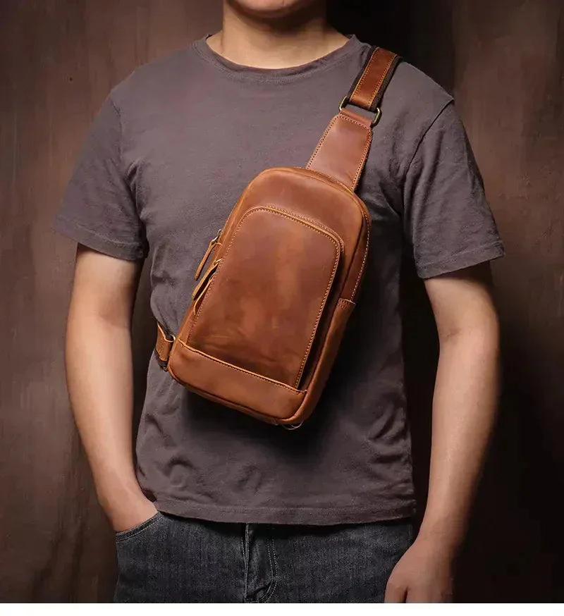 Steel Horse Leather Unisex Erling Leather Sling Bag | Crossbody Leather Pack