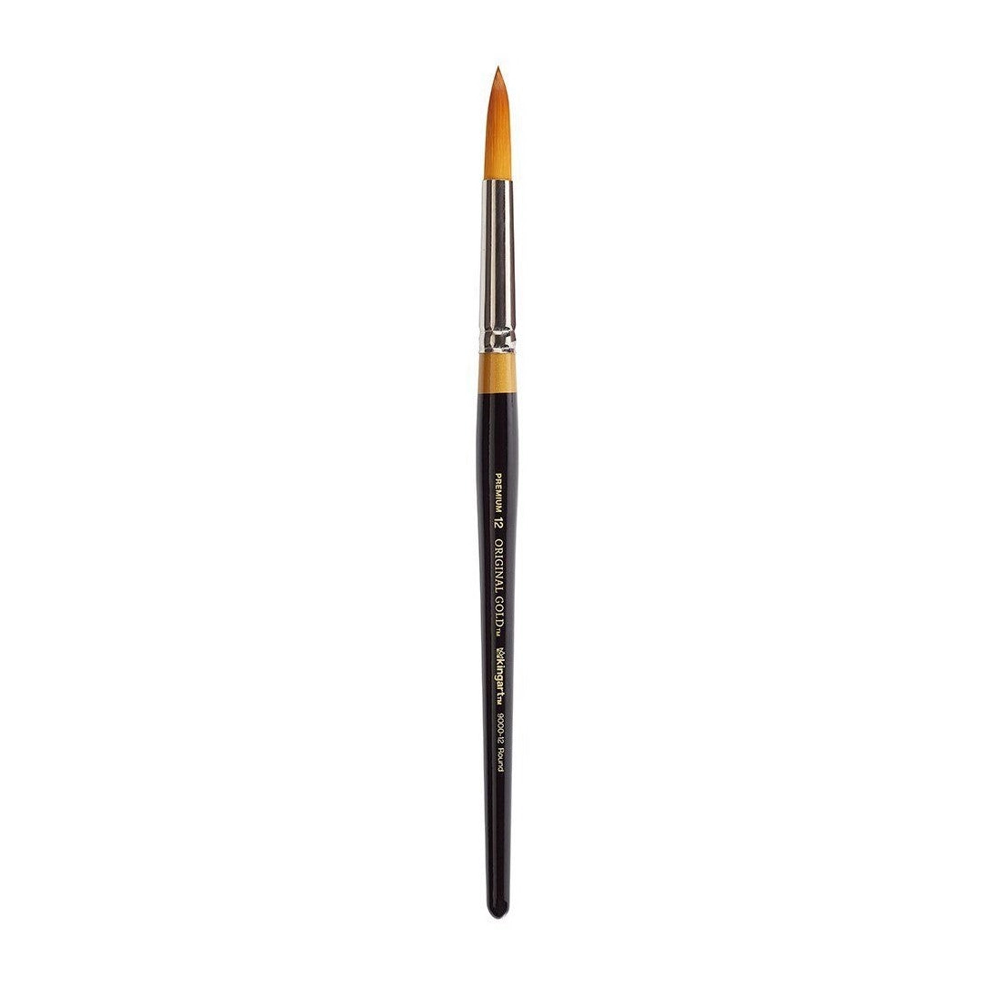 KINGART Original Gold 9000 Round Golden Taklon Brush - Short Handle, Nickel-Plated Ferrule