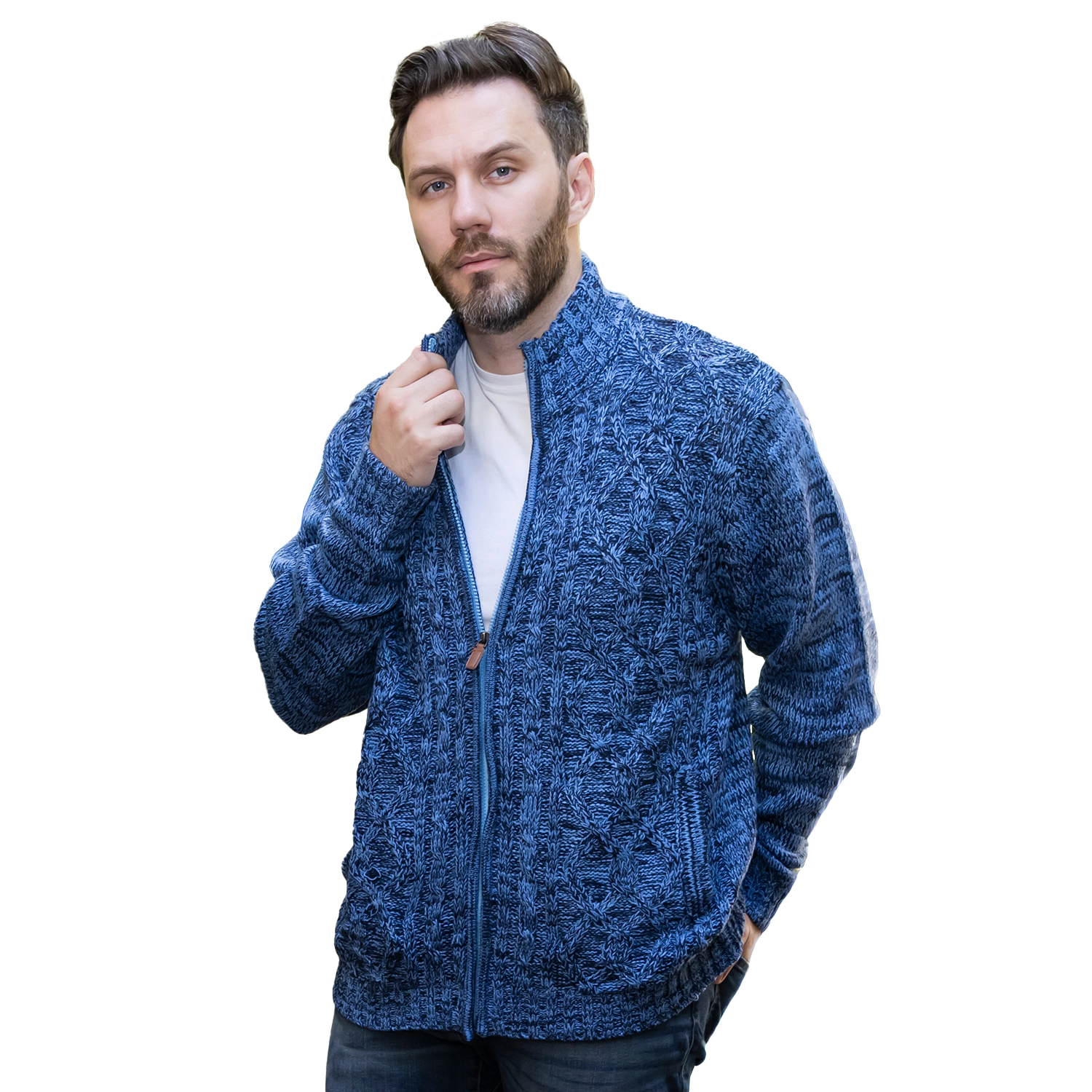Gioberti Men's Heavy Weight Cardigan Twisted Knit Regular Fit Full-Zipper Sweater