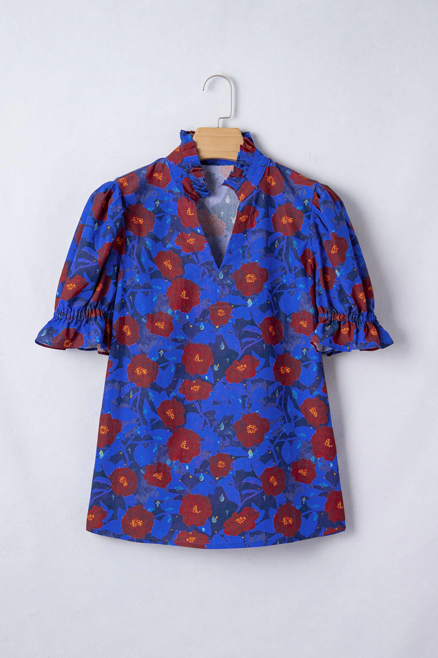 Threaded Pear Womens Maeve Sleeve Frilled Floral Blouse