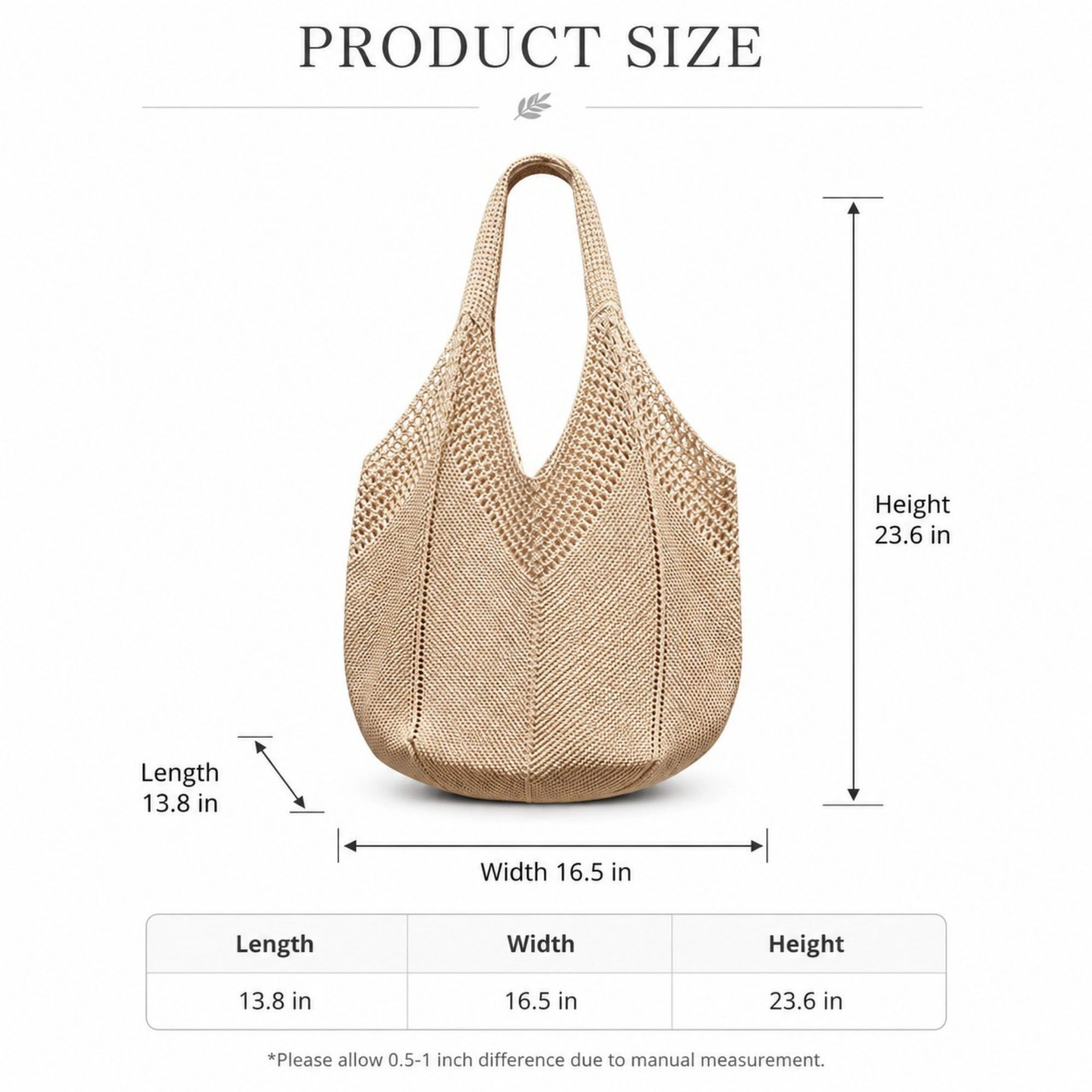 Alilang Women's Crochet Knit Tote Bag Openwork Shoulder with Heart Inspired Detail