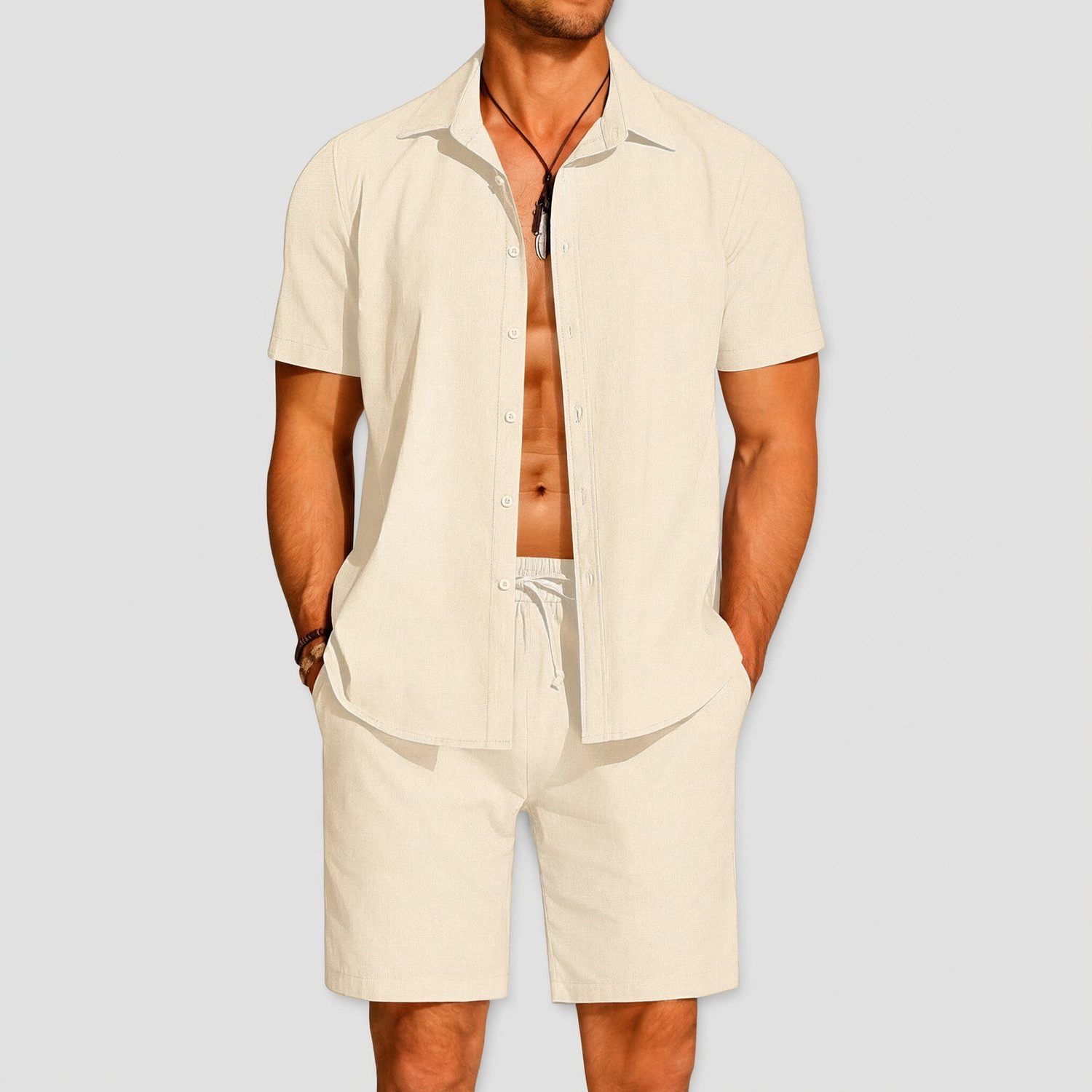 COOFANDY Mens  Short Sleeve Button Down Shirt Shorts Set Casual Beach Outfits