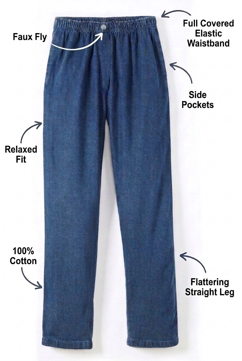 Woman Within Plus 7-Day Straight-Leg Elastic-Waist Cotton Denim Pant