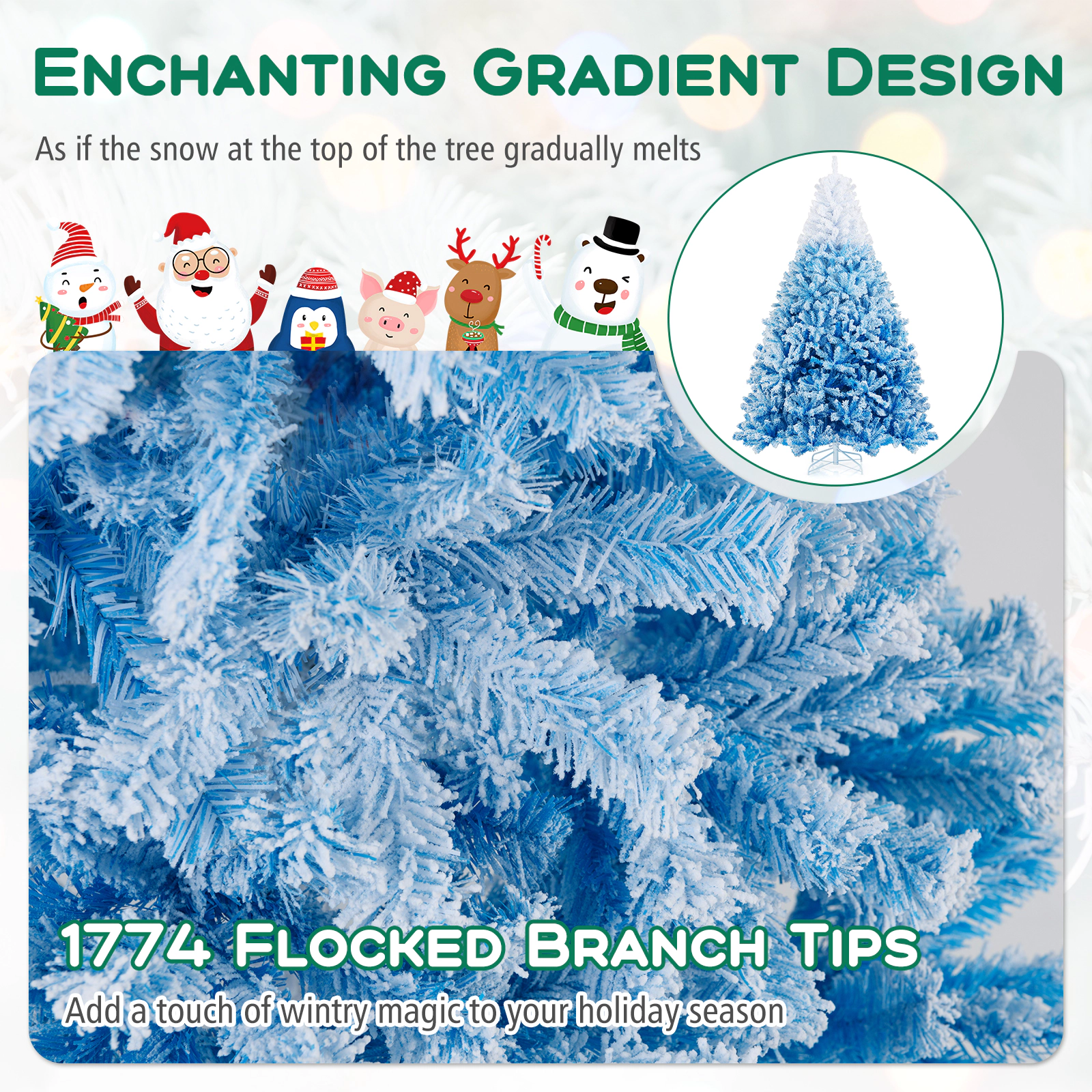 Costway 5/6/7/8 FT Artificial Christmas Tree with 456/820/1264/1774 Branch Tips & Folding Metal Stand