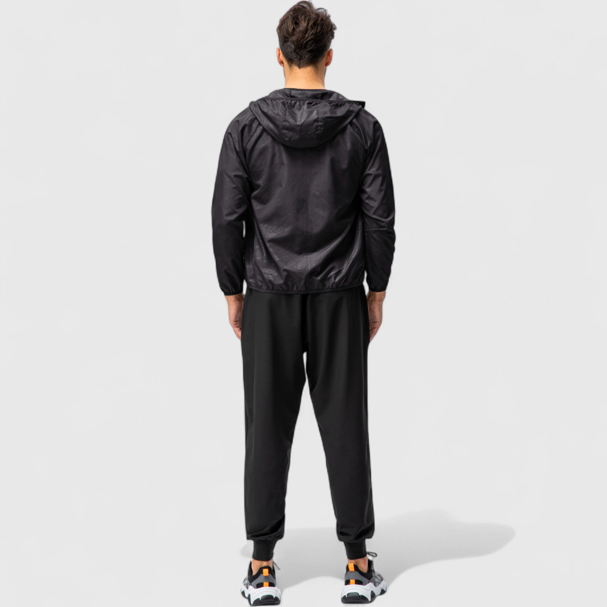 Anna-Kaci Men's Full-Zip Hooded Windbreaker Jacket with Side Pockets and Elastic Cuffs