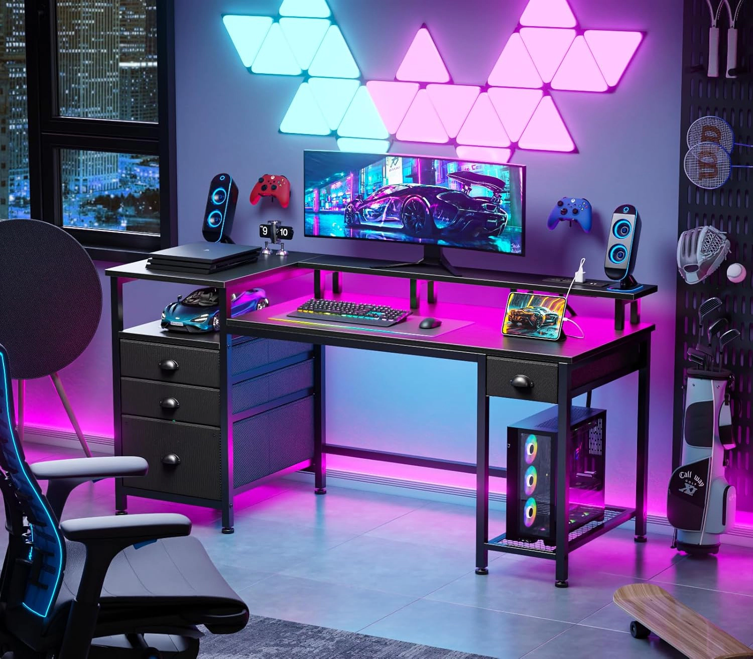 WZK Black Computer Desk for Bedroom