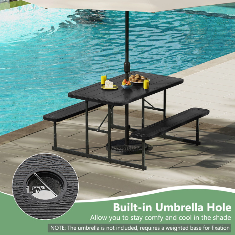 Hivvago Picnic Table Bench Set For 2-4 People Outdoor Rectangular Camping Dining