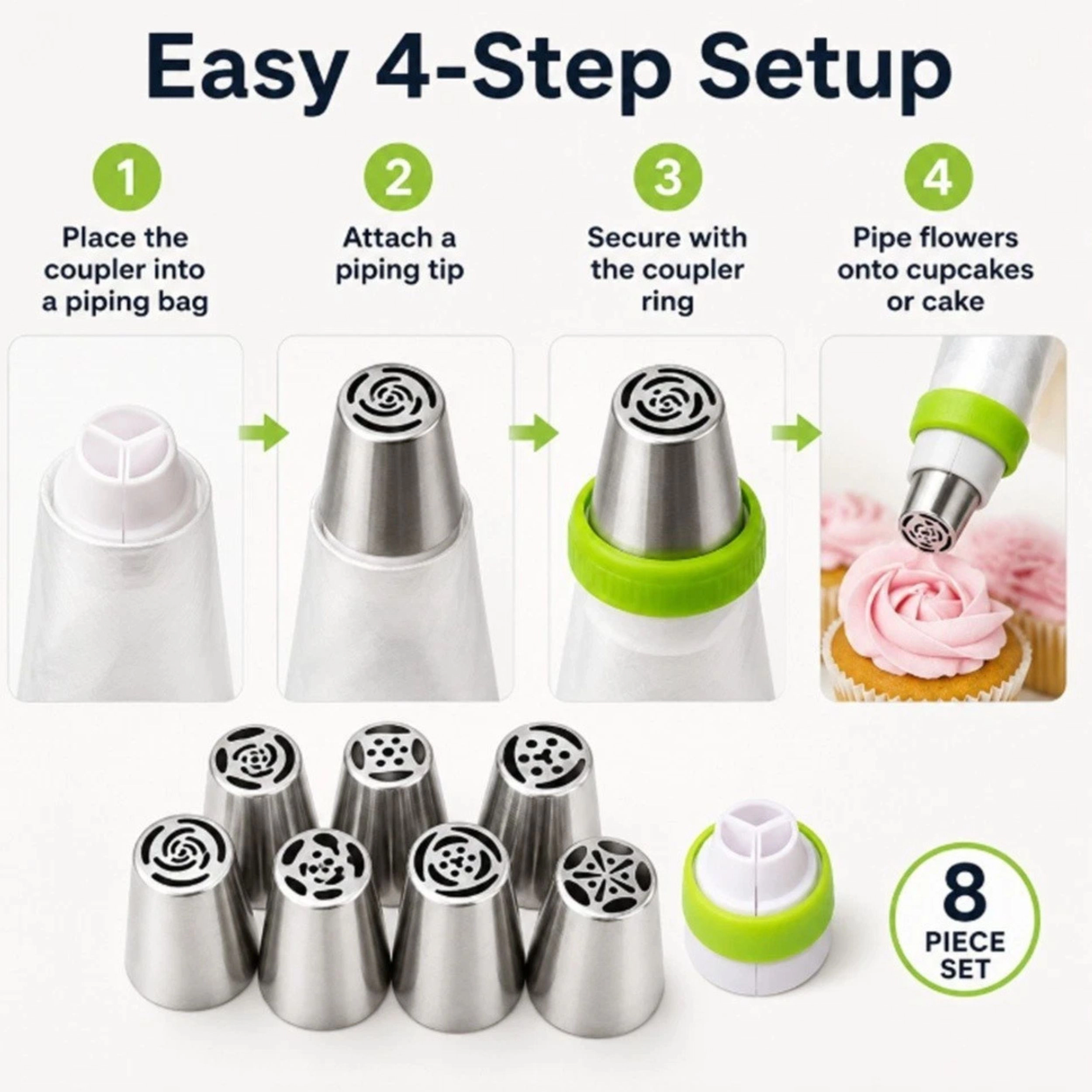 Home Collection Pack of 7 Russian Piping Tips Flower Icing Nozzle Cake Decorating Set