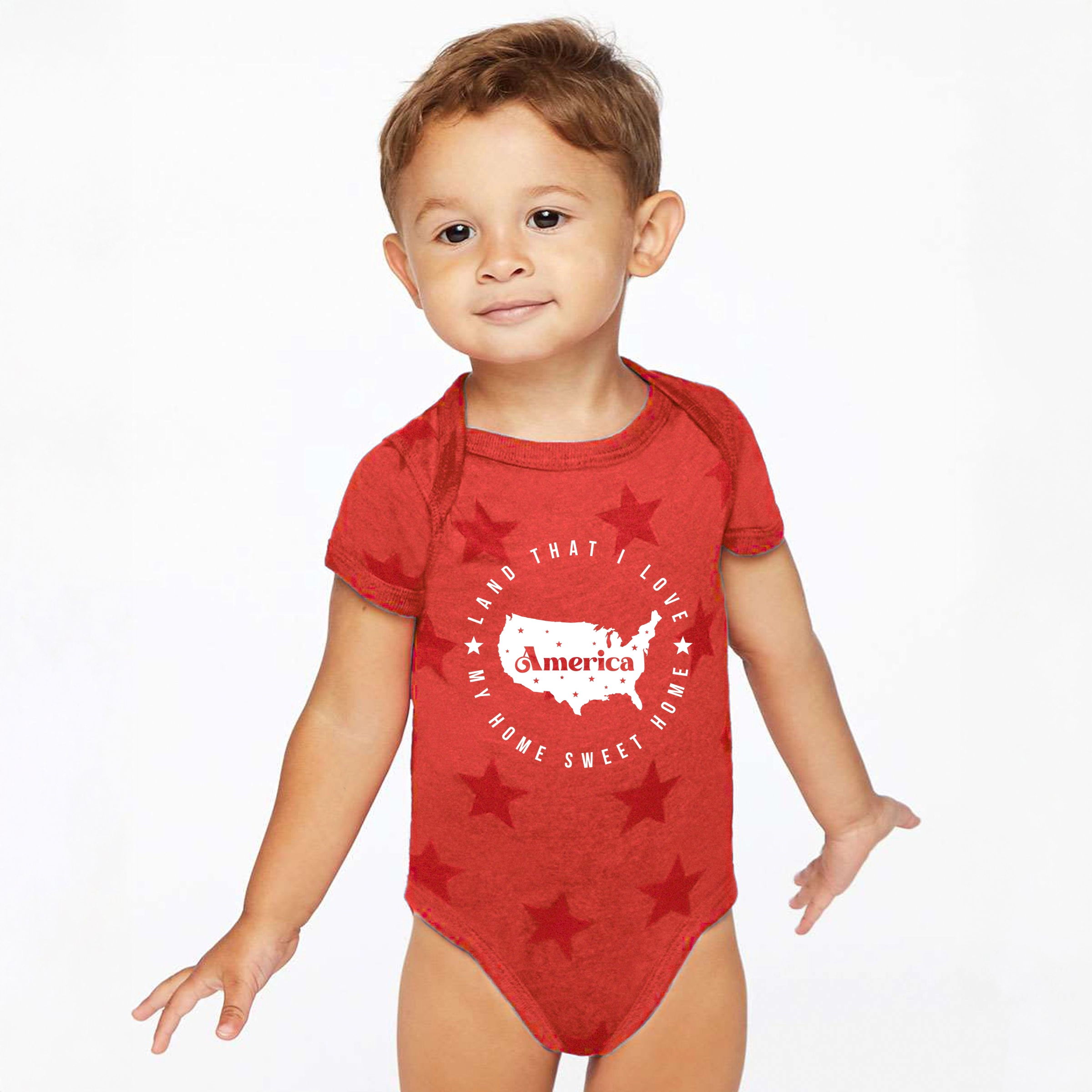 The Juniper Shop - Land That I Love Circle Baby Short Sleeve Star Bodysuit
