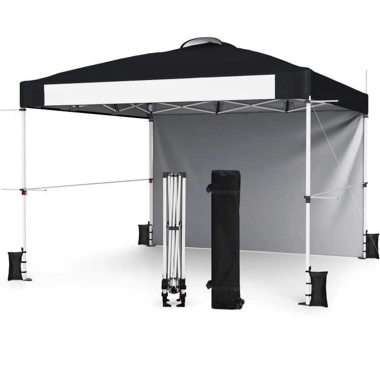 Hivvago 10 x Feet Foldable Commercial Pop-up Canopy with Roller Bag and Banner Strip