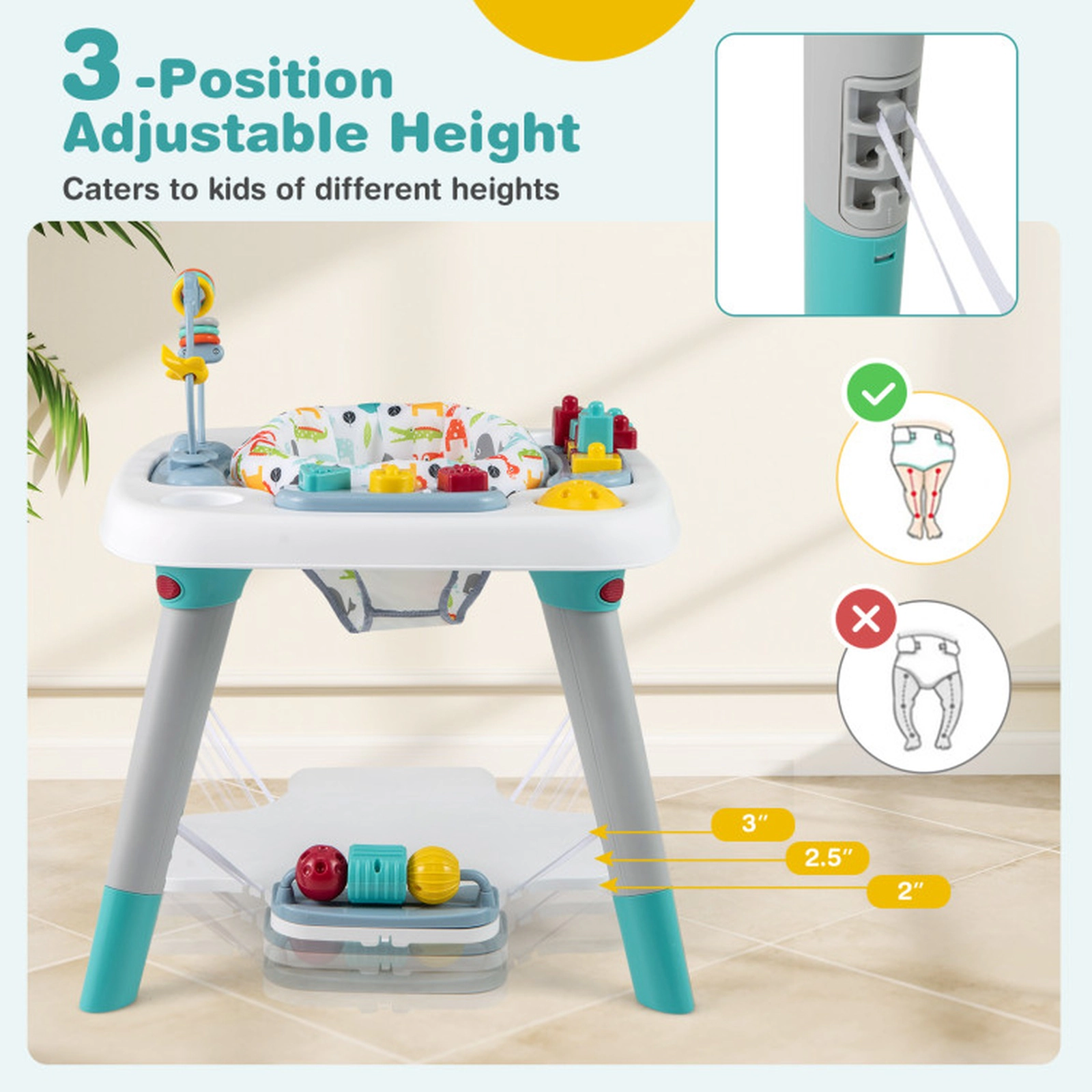 SUGIFT 6-in-1 Baby Activity Center Infant Jumper Toddler Table Playard 26-lb Capacity Ages 6-36 Months Multicolor
