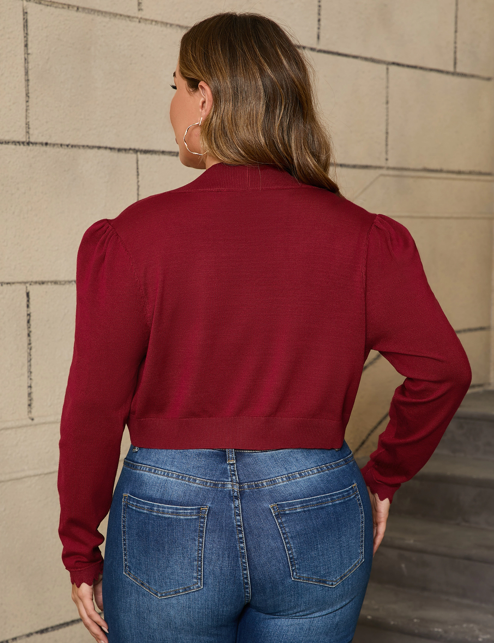 KOJOOIN Women's Plus Shrug Lightweight Open Front Cropped Cardigan Knit Bolero Sweater