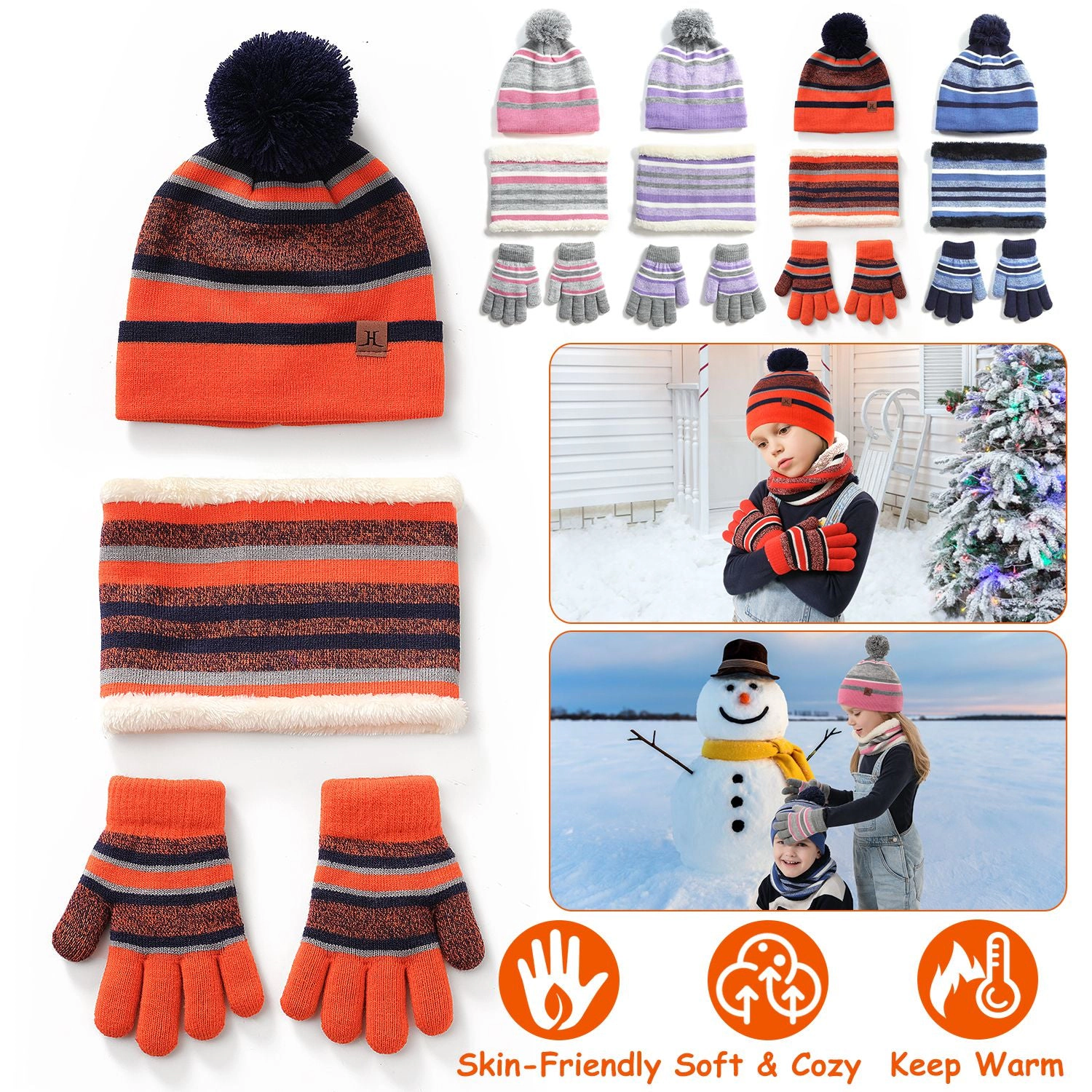 GBruno Fleece-Lined Hat Scarf Gloves Set