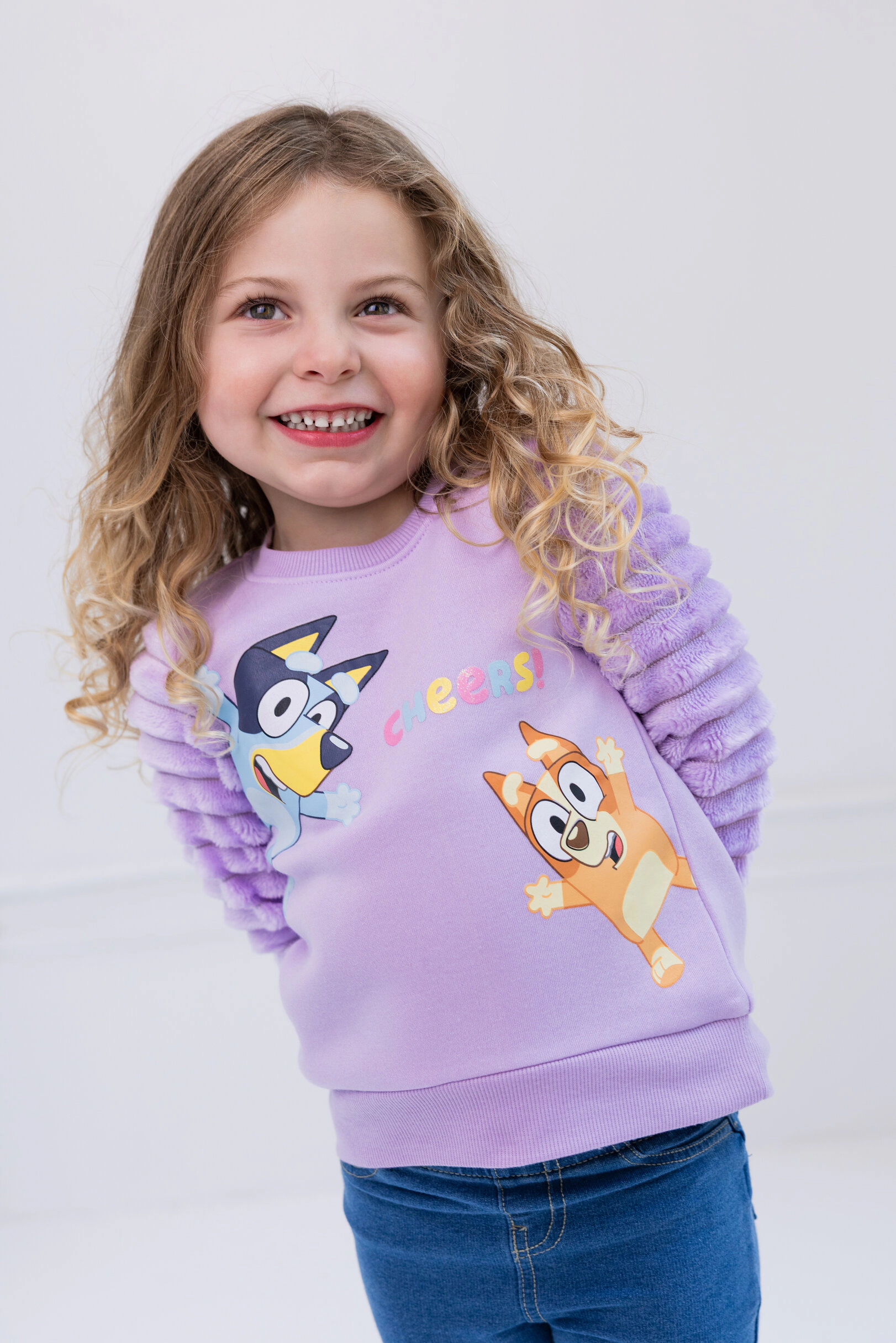 Bluey Girls' Faux Fur Pullover Sweatshirt