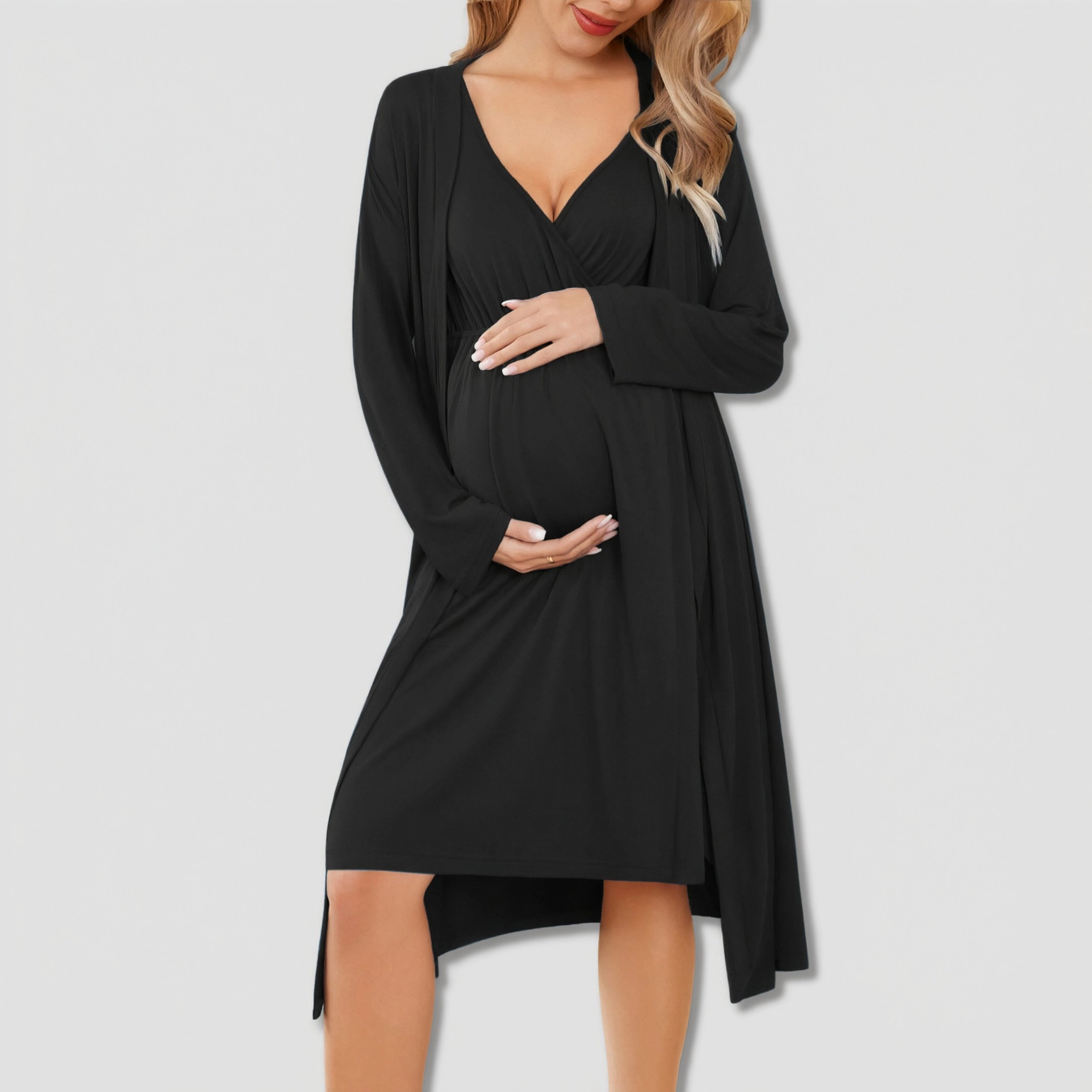 Ekouaer Maternity Nursing Gown and Robe Set Labor Delivery Nightgowns for Breastfeeding