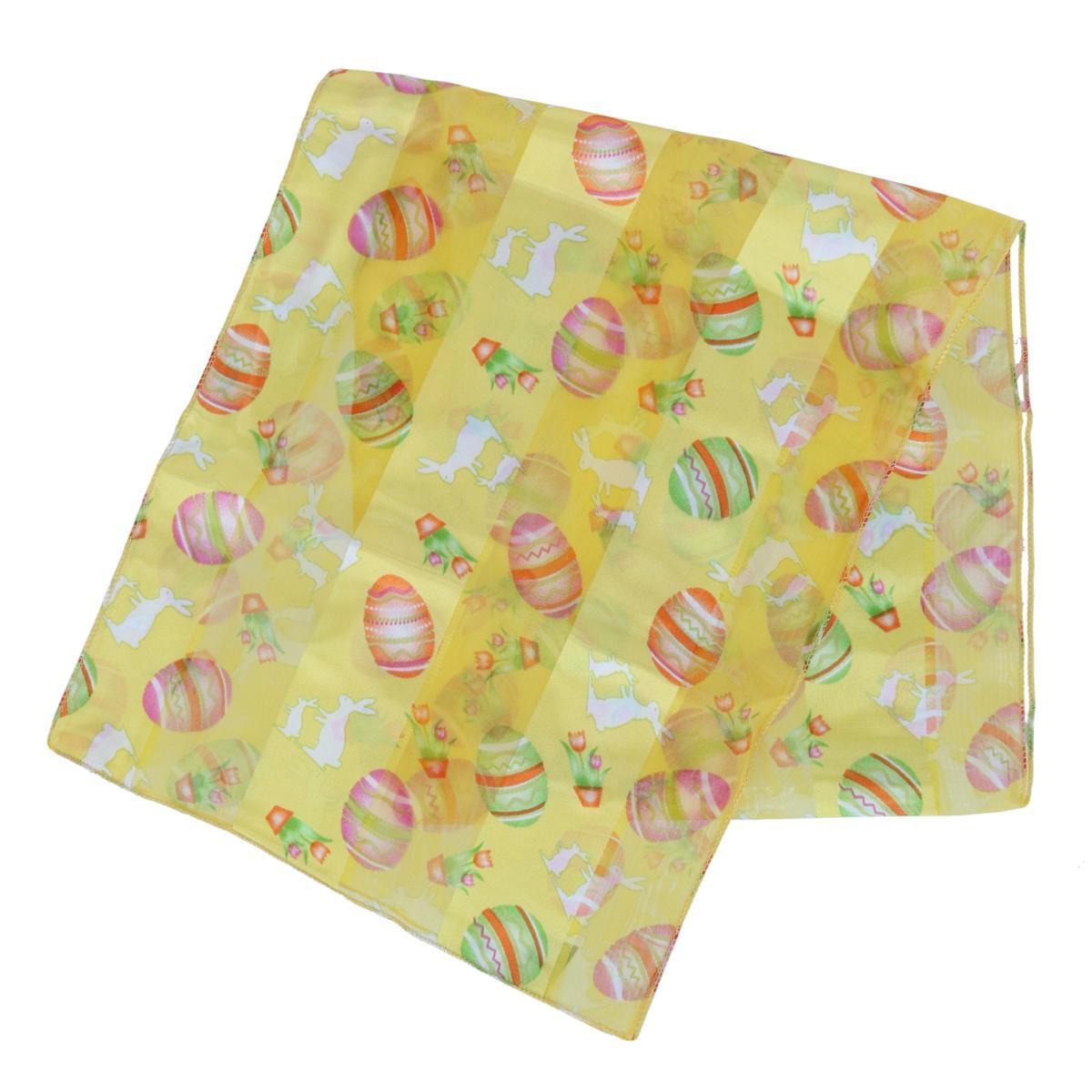 CTM Women's Easter Bunny and Egg Print Holiday Lightweight Scarf