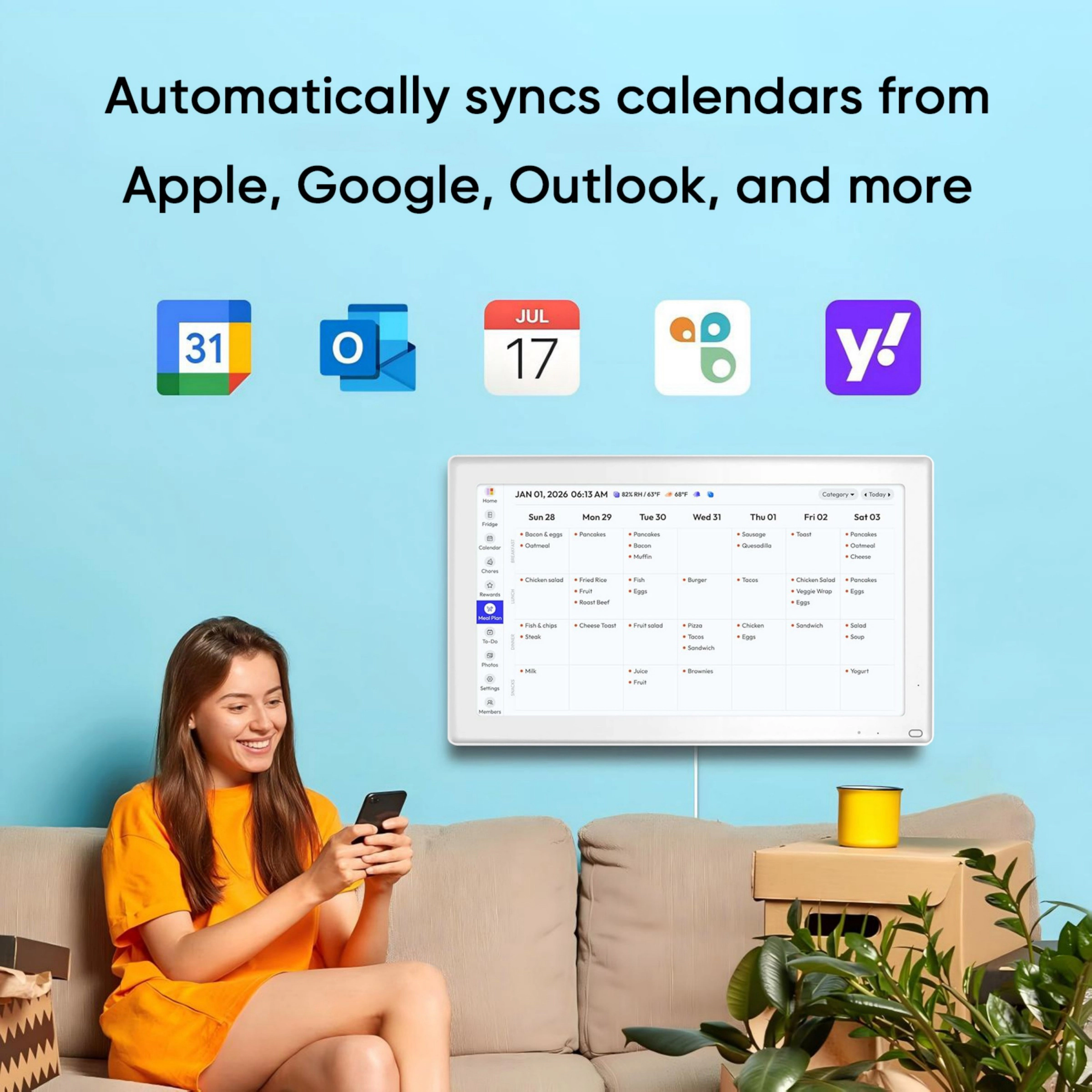 Everblog 21.5" Touch Digital Calendar Chore Chart 1080p IPS