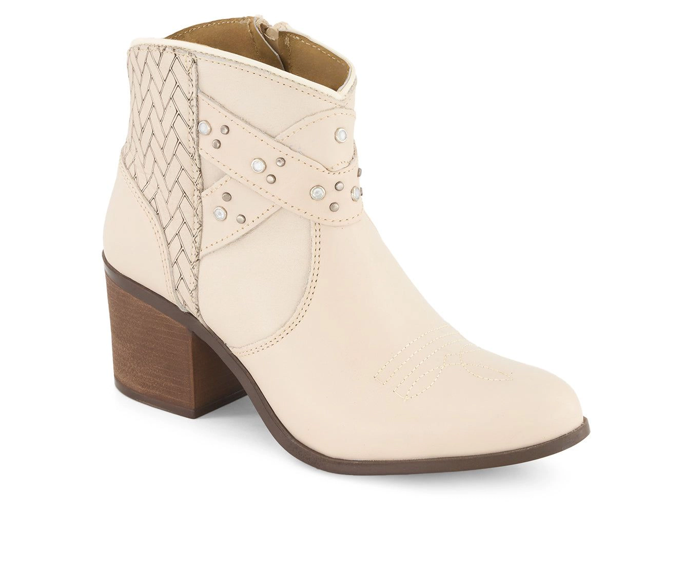 Forastero Womens Genuine Leather Side Zipper Booties
