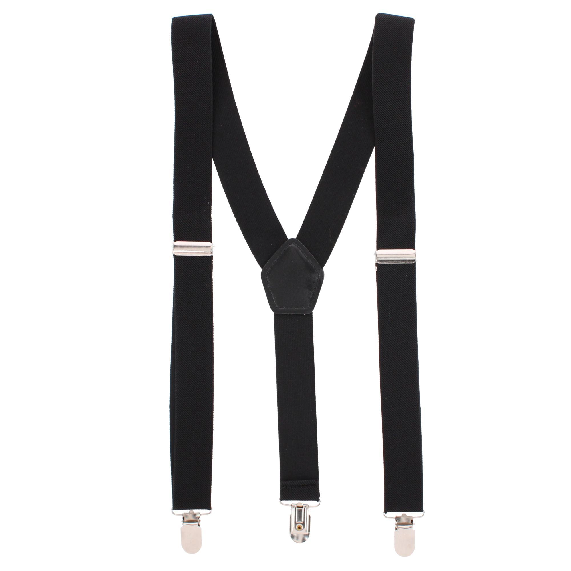 CTM Men's 1 3/8 Inch Wide Elastic Clip End Suspenders