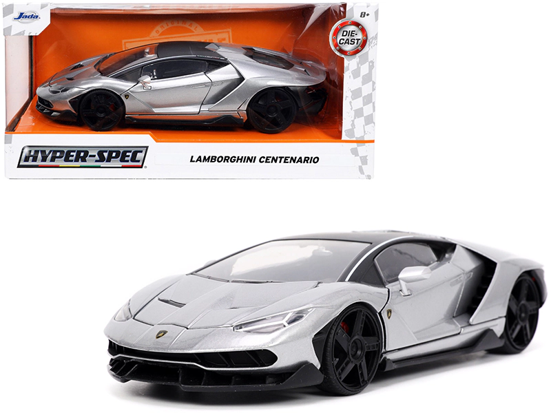 Jada Lamborghini Centenario Gray Metallic with Black Top "Hyper-Spec" Series 1/24 Diecast Model Car by Jada