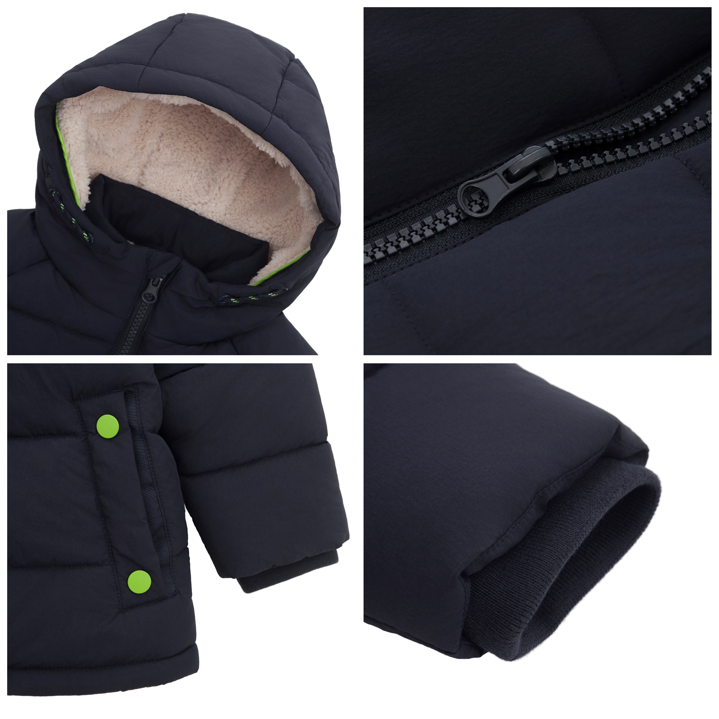 Rokka&Rolla Toddler Boys Ethan Borg Lined Hooded Puffer Jacket