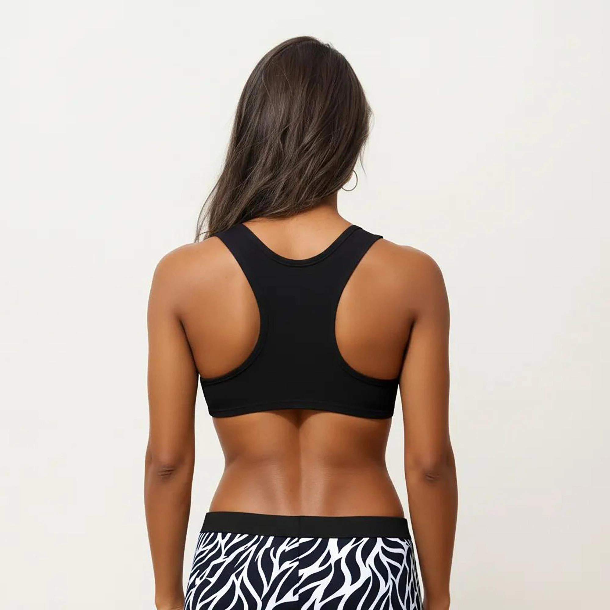 Anna-Kaci Women's 2-Piece Sport Bikini Set with Scoop Neck Crop Top and Printed Swim Shorts