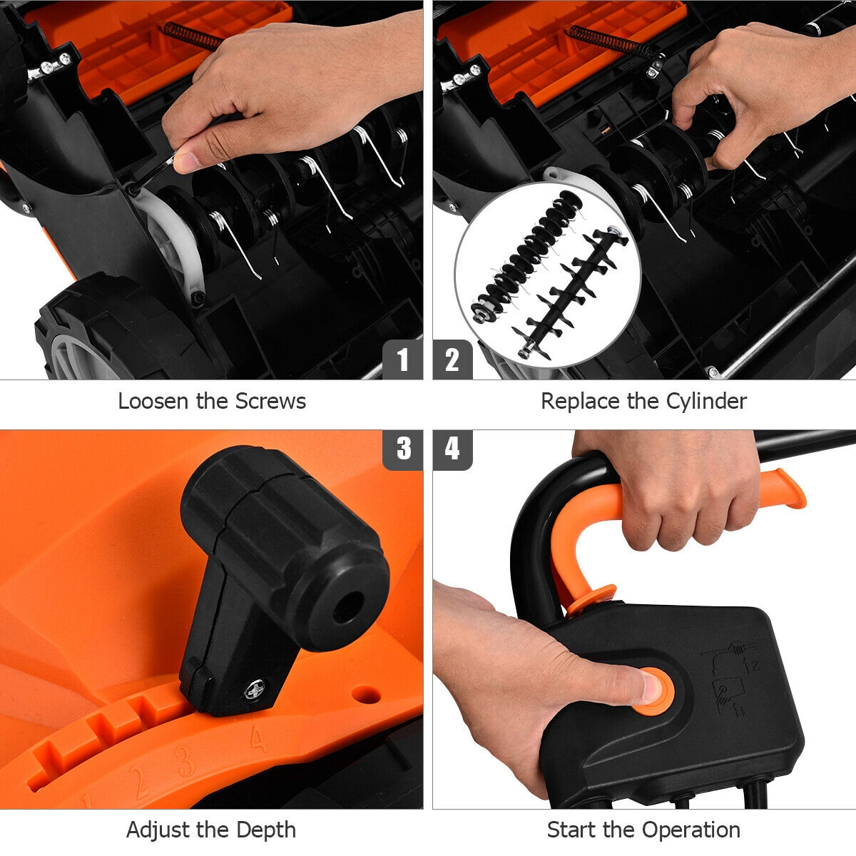 SUGIFT 13 in Electric Scarifier Orange 12 Amp with Collection Bag and Removable Blades