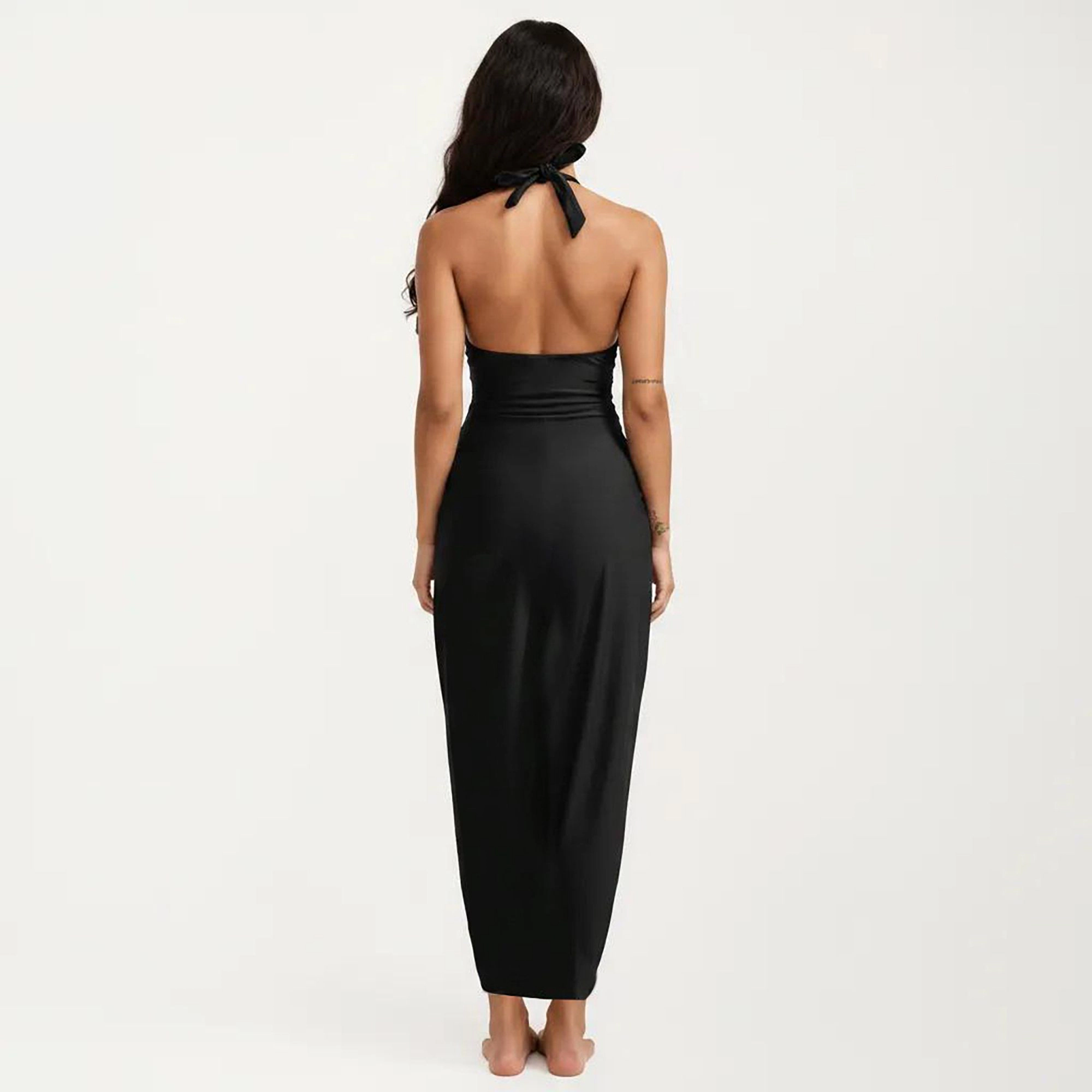 Anna-Kaci Women's Maternity Halter Neck Starfish Detail Cover-Up Dress with Side Slit
