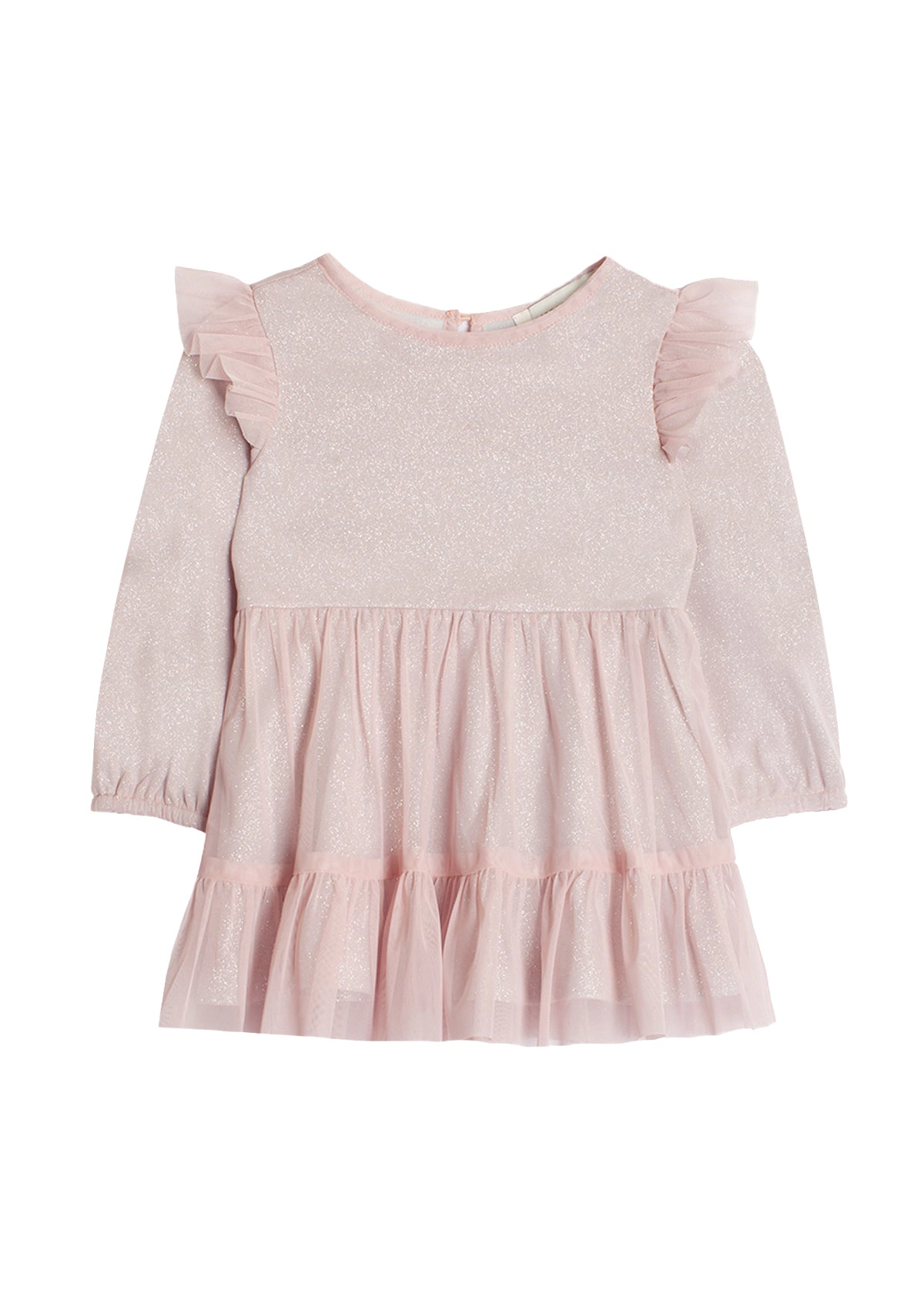 Isobella and Chloe Phoebe Long Sleeve Tulle Dress - Sparkling Knit Bodice