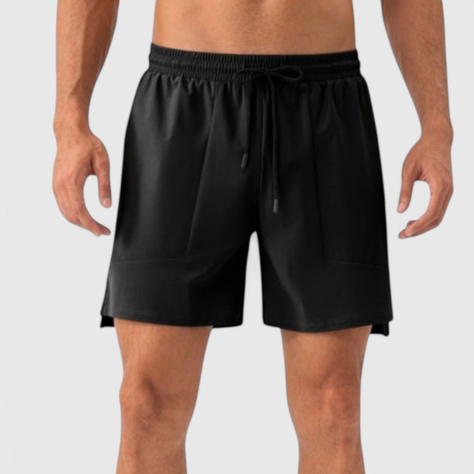 Anna-Kaci Men's Quick-Dry Training Shorts with Elastic Waistband Adjustable Drawstring and Side Vents