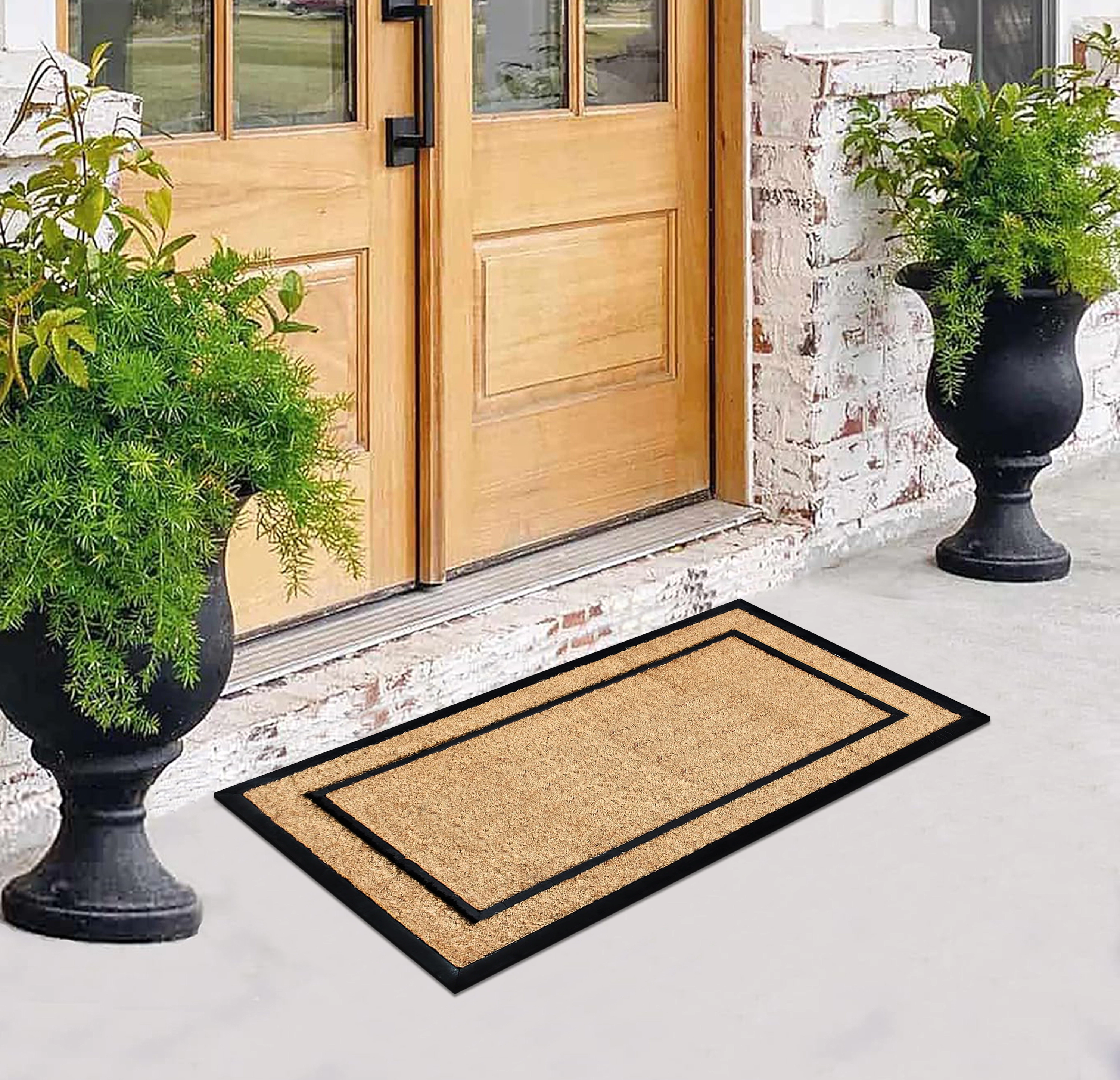 A1HC Door Mat 24x48 Inches Heavy Duty Non-Slip Rubber-Backed Plain Classic Border
