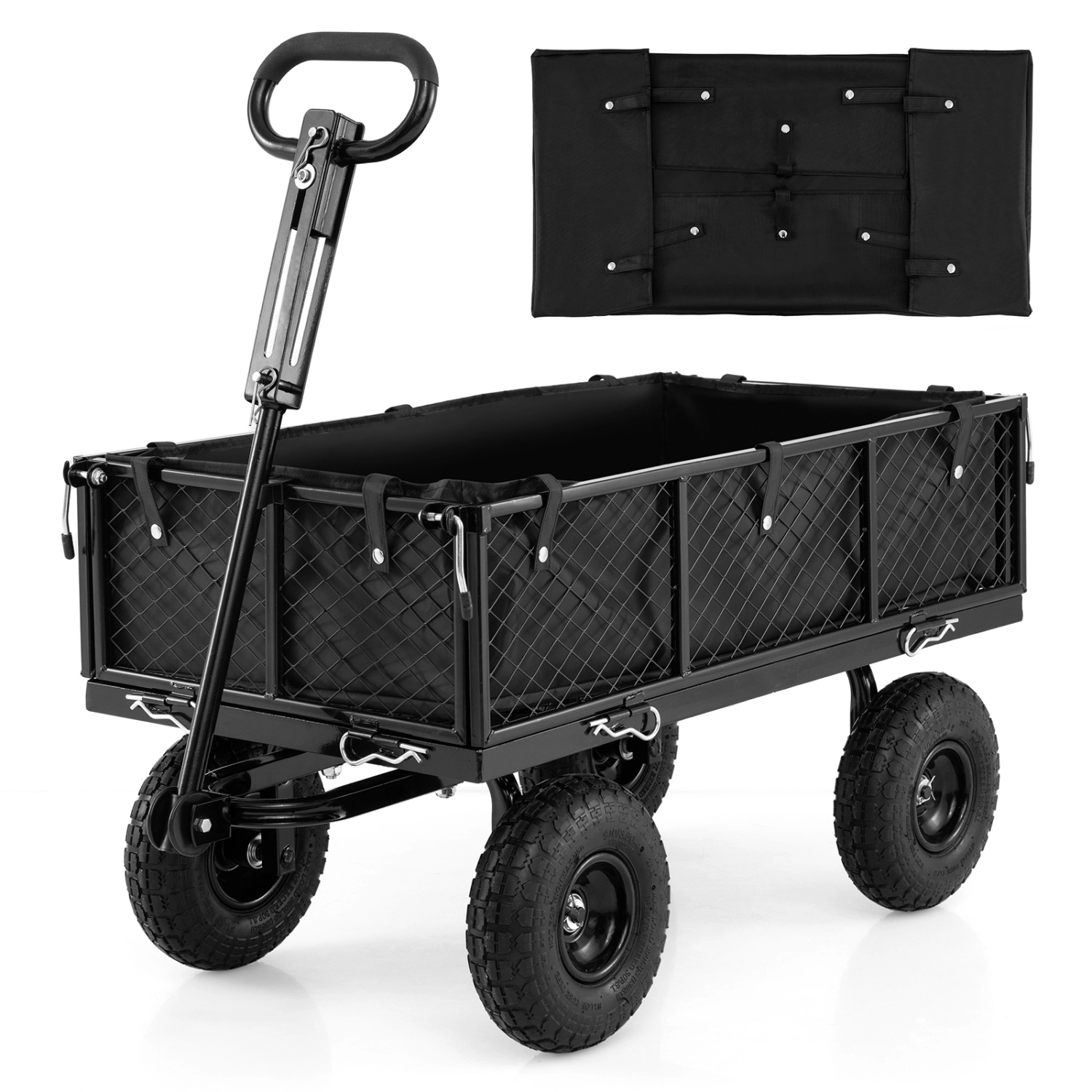 LJG 880 lbs Utility Wagon Flatbed with Removable Oxford Cloth Liner