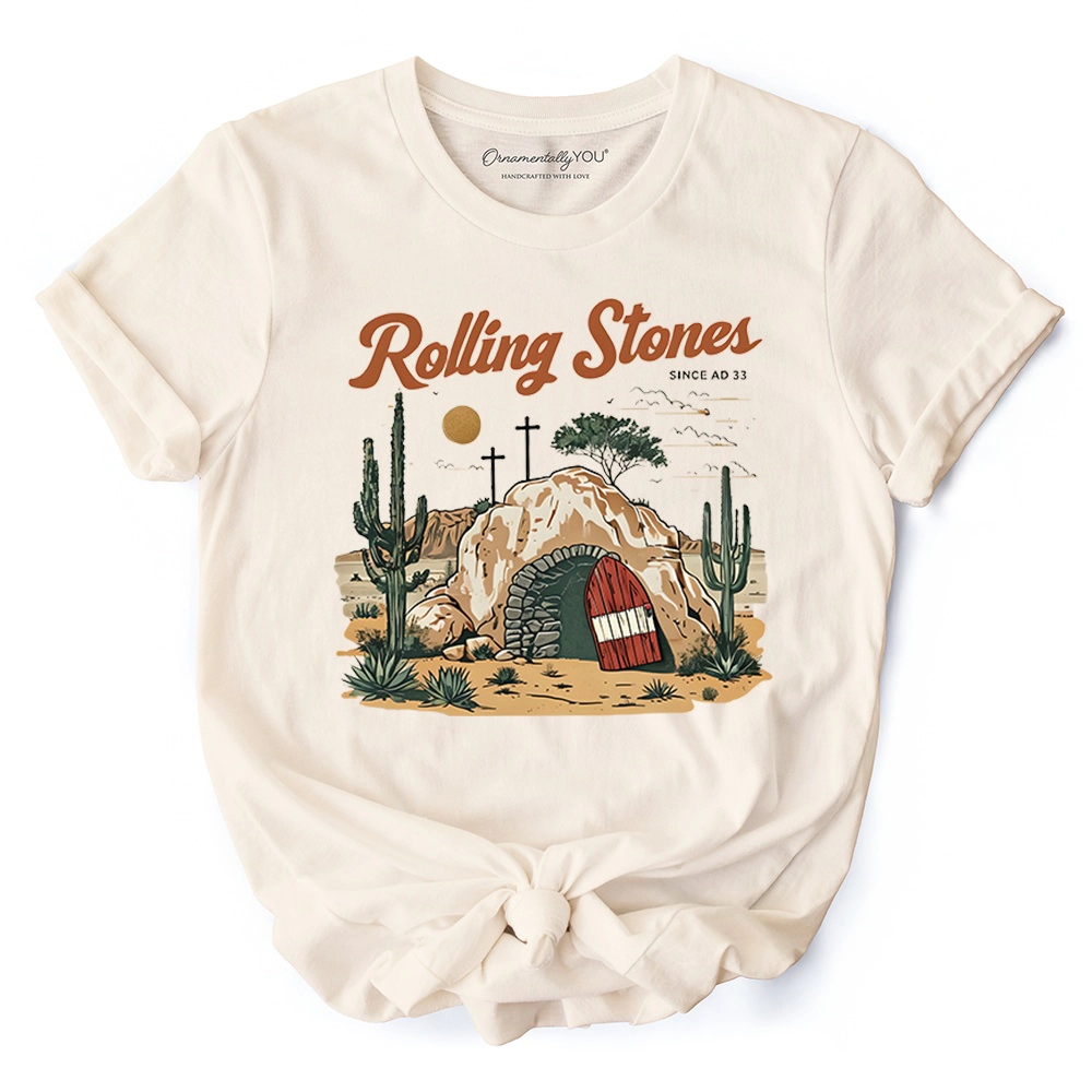 OrnamentallyYou Womens Rolling Stones Christian Easter T-Shirt