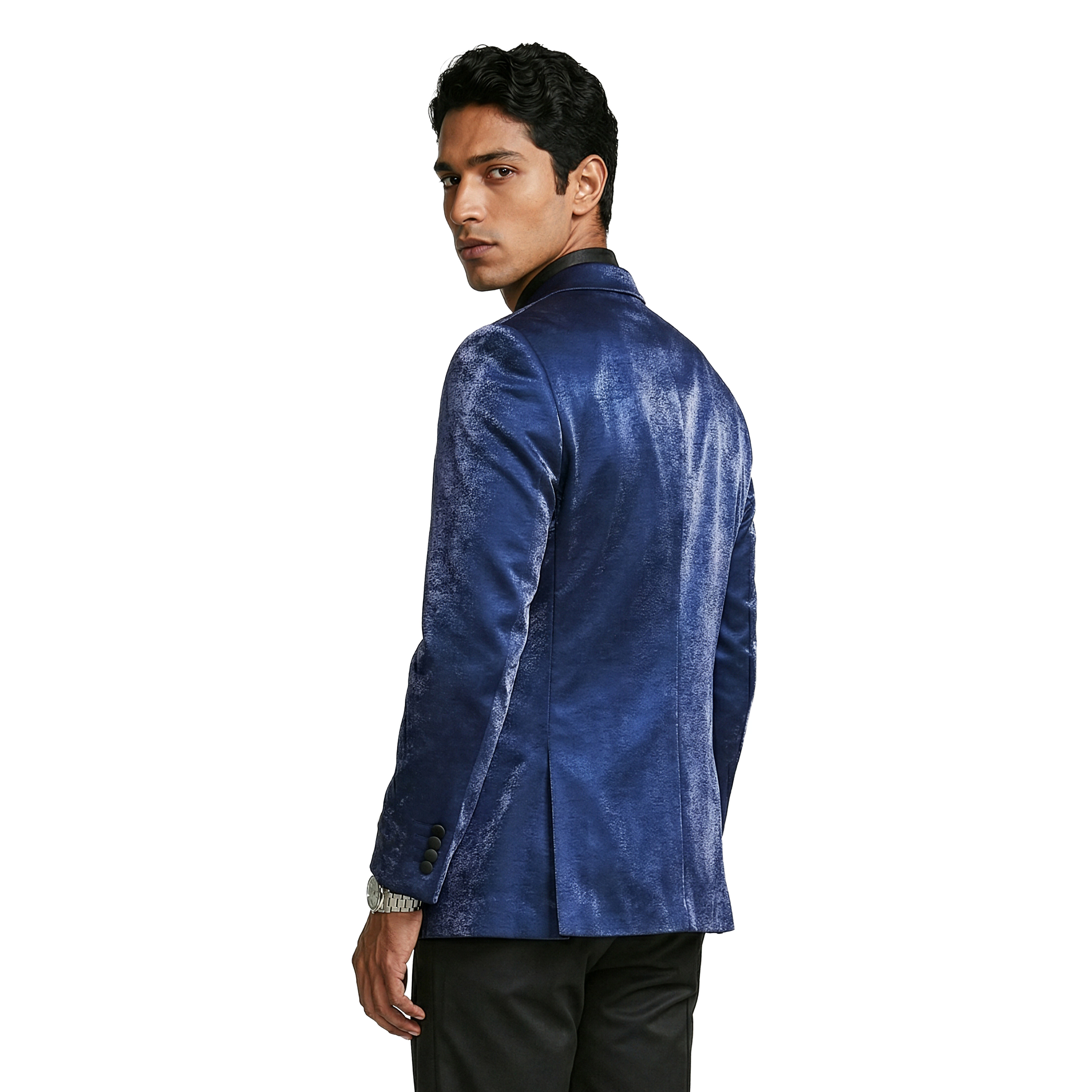 Tazzio Mens Slim Fit Satin Peak Lapel Fashion Blazer