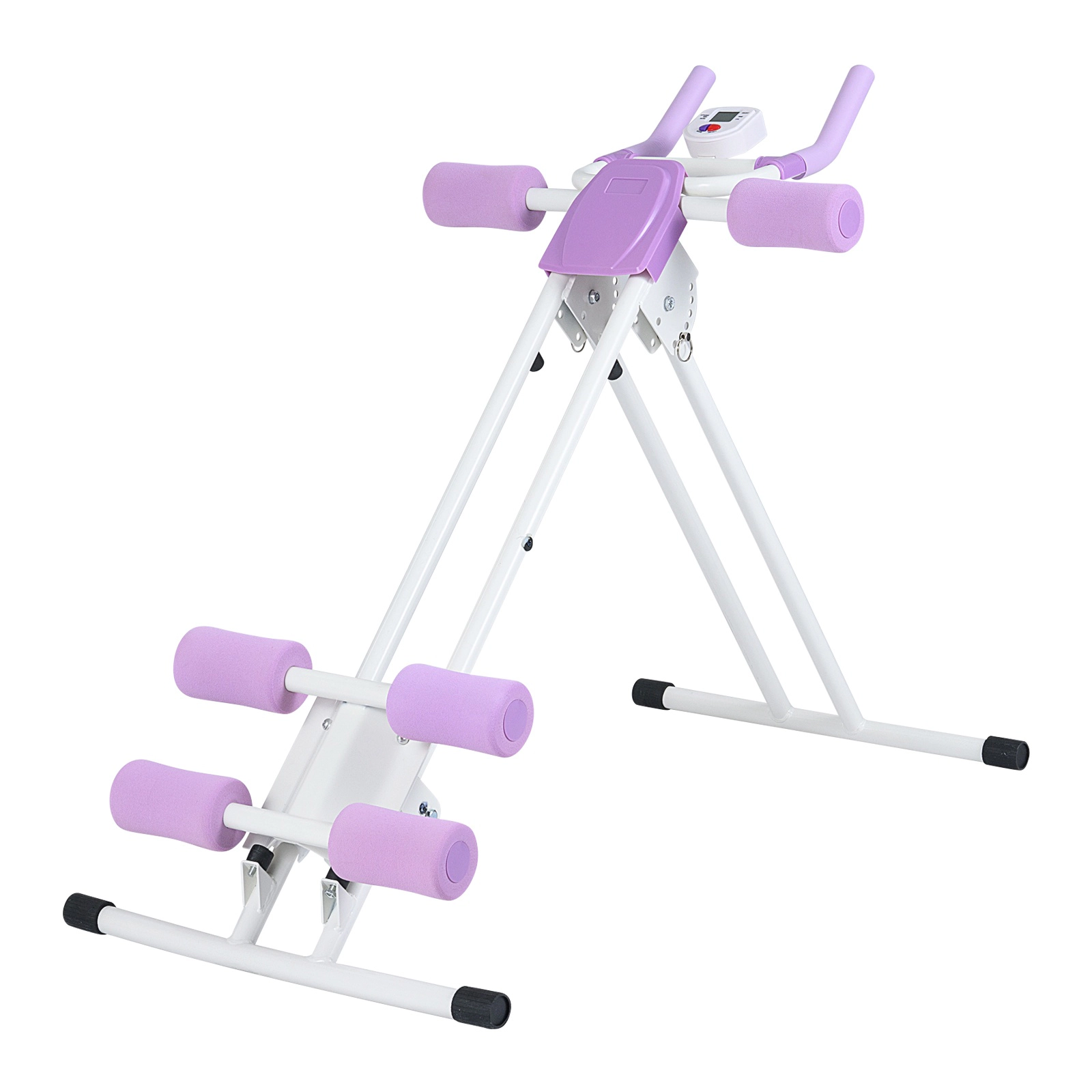SUGIFT White 440-lb Capacity Foldable Abdominal Trainer Ab Machine with 6 Incline Settings and LCD Monitor