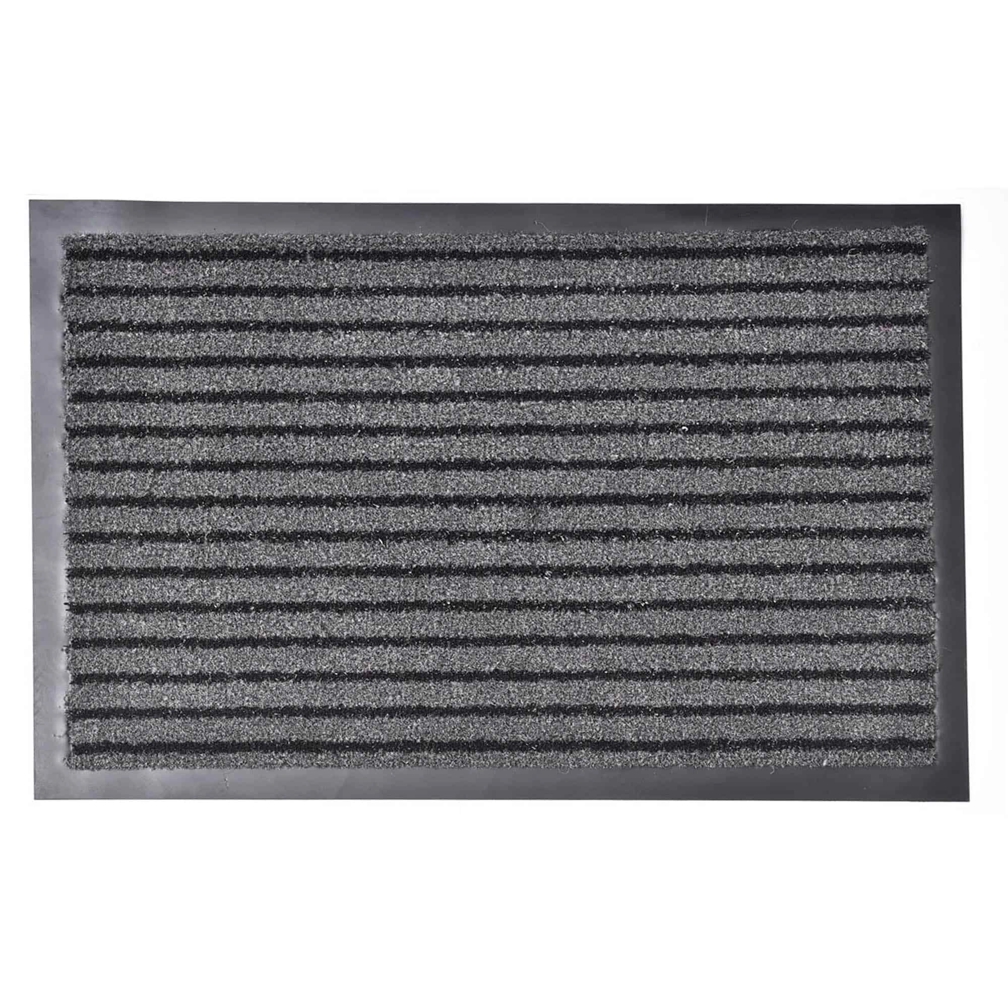 Evideco French Home Goods Gray and Black Stripes Stripes Polypropylene Doormat 24 x 16 Inches