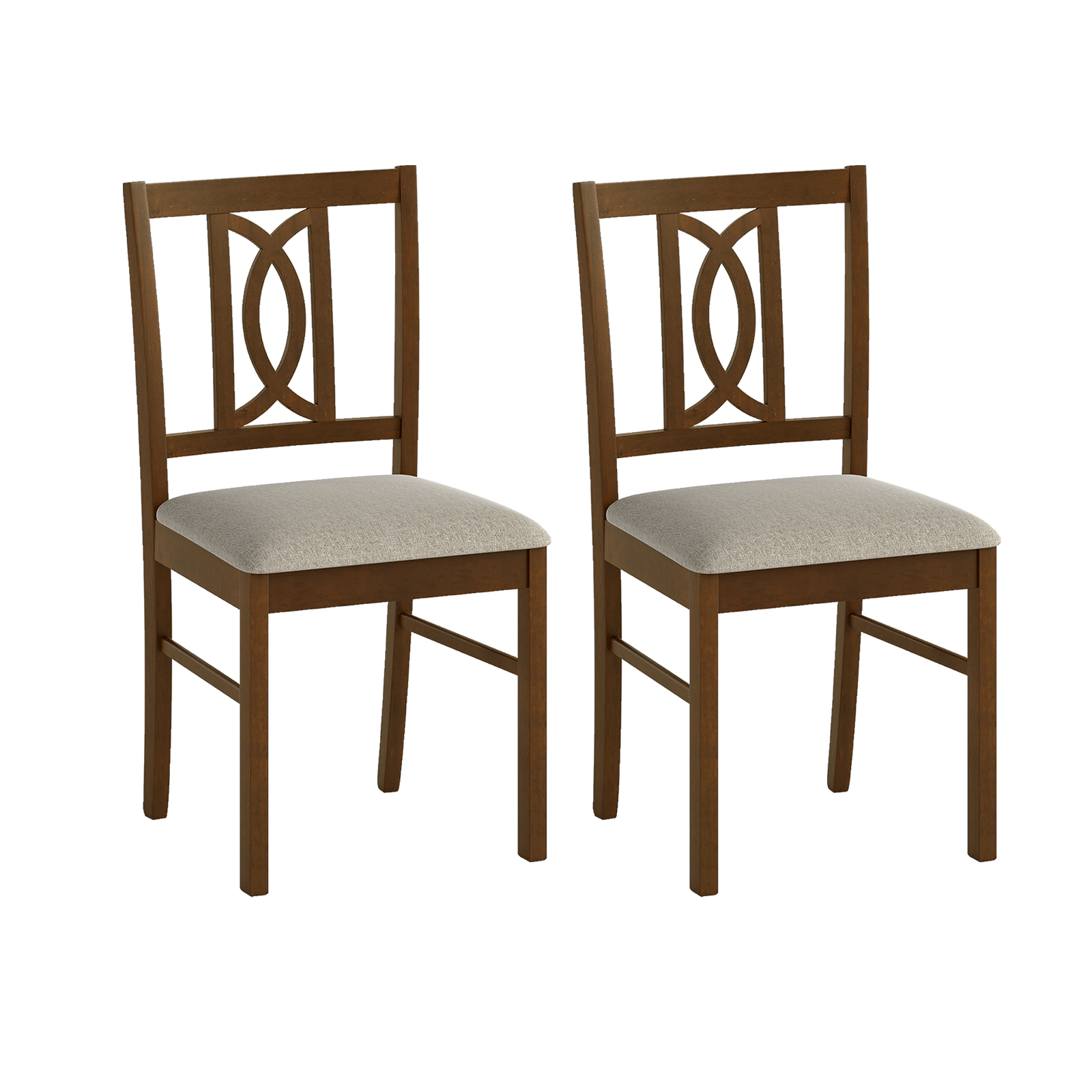 LJG Dining Chairs Set of 2 Rubber Wood Dining Room Chairs with Hollowed Backrest