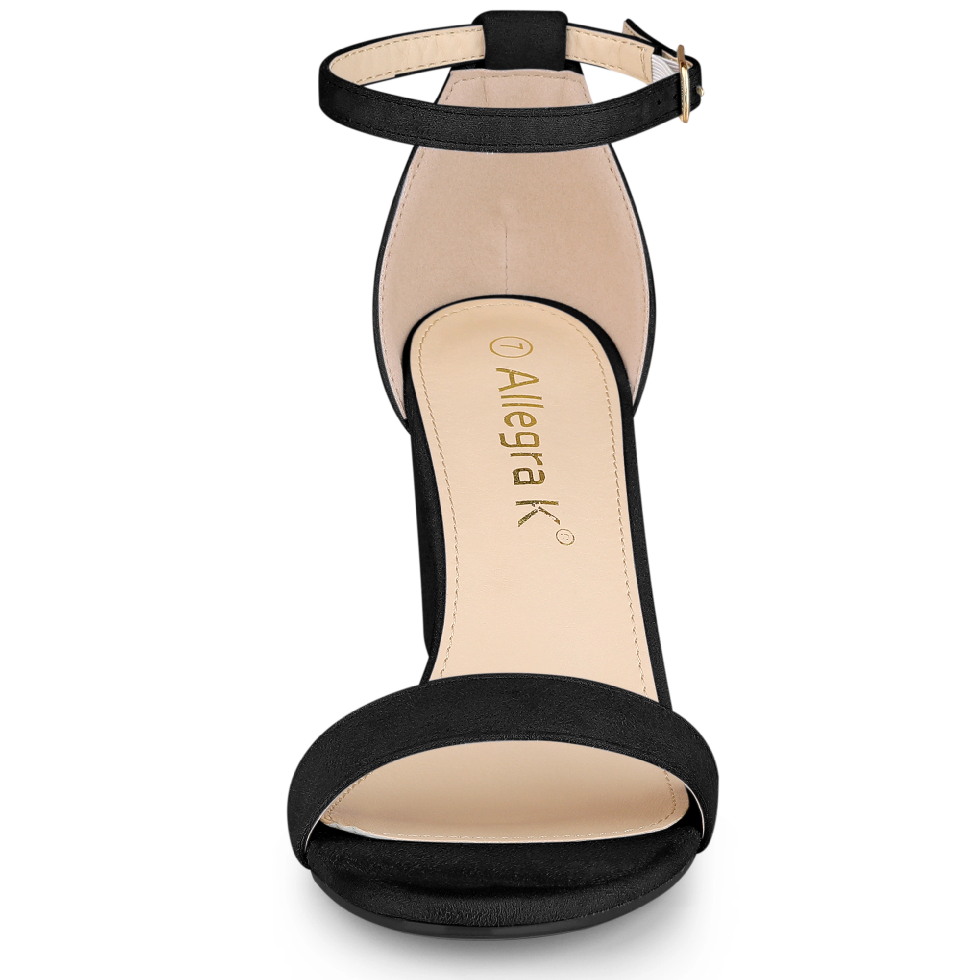 BLISSFUL STEP Women's Buckle Ankle Strap High Chunky Heels Sandals
