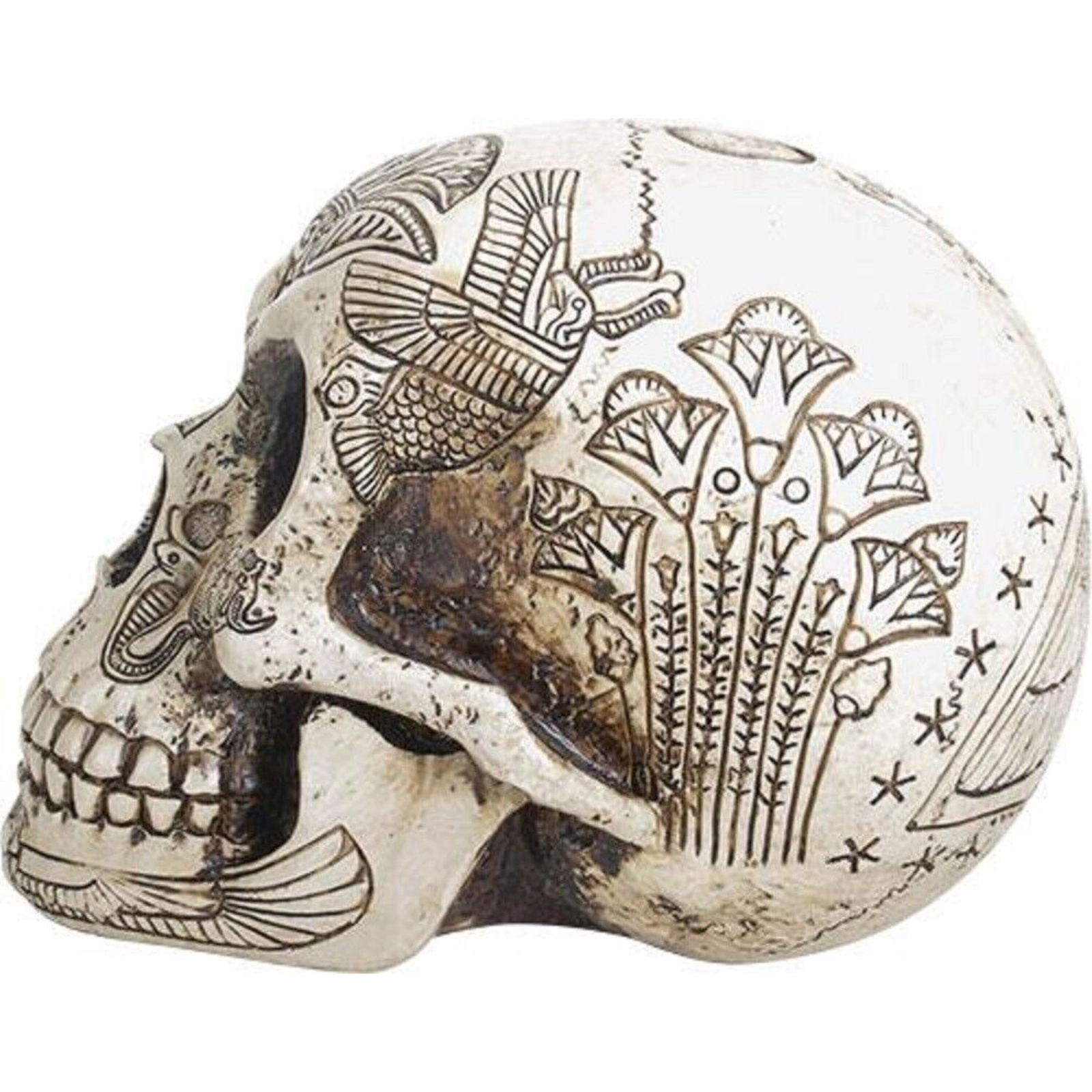 Pacific Giftware Ancient Egypt Human Skull Etched with Egyptian Symbols Figurine Skeleton 6 inch